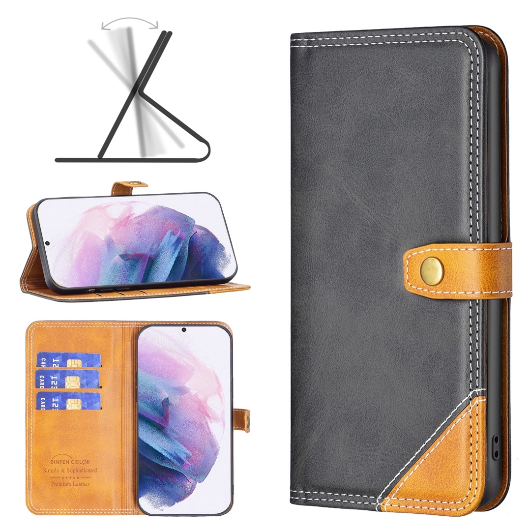 For Samsung Galaxy S21+ 5G Color Matching Double Sewing Thread Leather Phone Case(Black) For Samsung Galaxy S21+ 5G Color Matching Double Sewing Thread Leather Phone Case(Black)