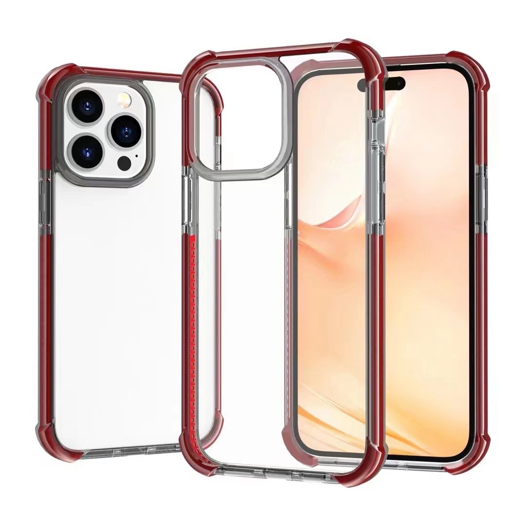 For iPhone 14 Pro Acrylic Four Corners Shockproof Phone Case (Black Red) For iPhone 14 Pro Acrylic Four Corners Shockproof Phone Case (Black Red)