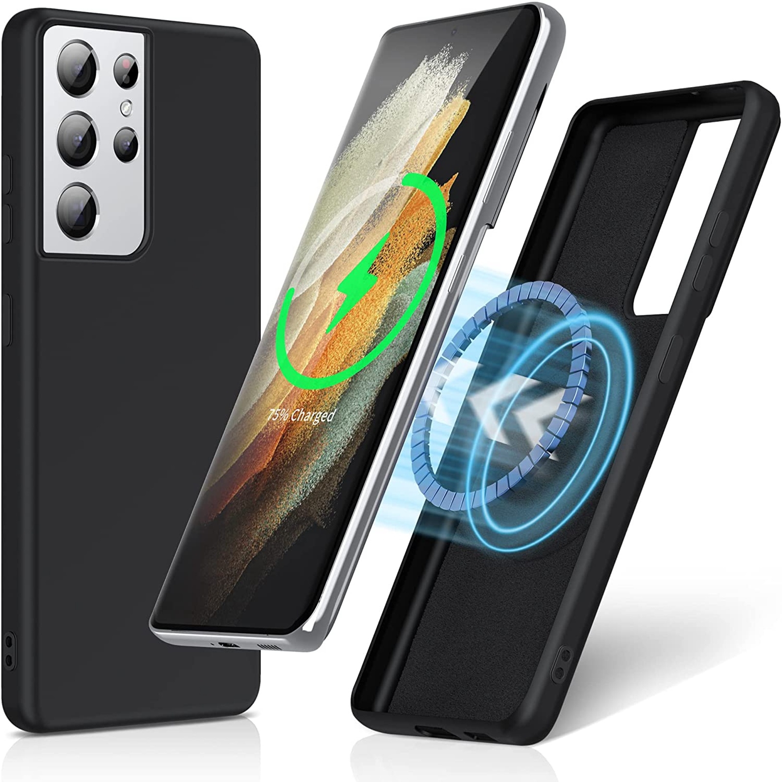 For Samsung Galaxy S21 Ultra 5G MagSafe Magnetic Liquid Silicone Phone Case(Black) For Samsung Galaxy S21 Ultra 5G MagSafe Magnetic Liquid Silicone Phone Case(Black)