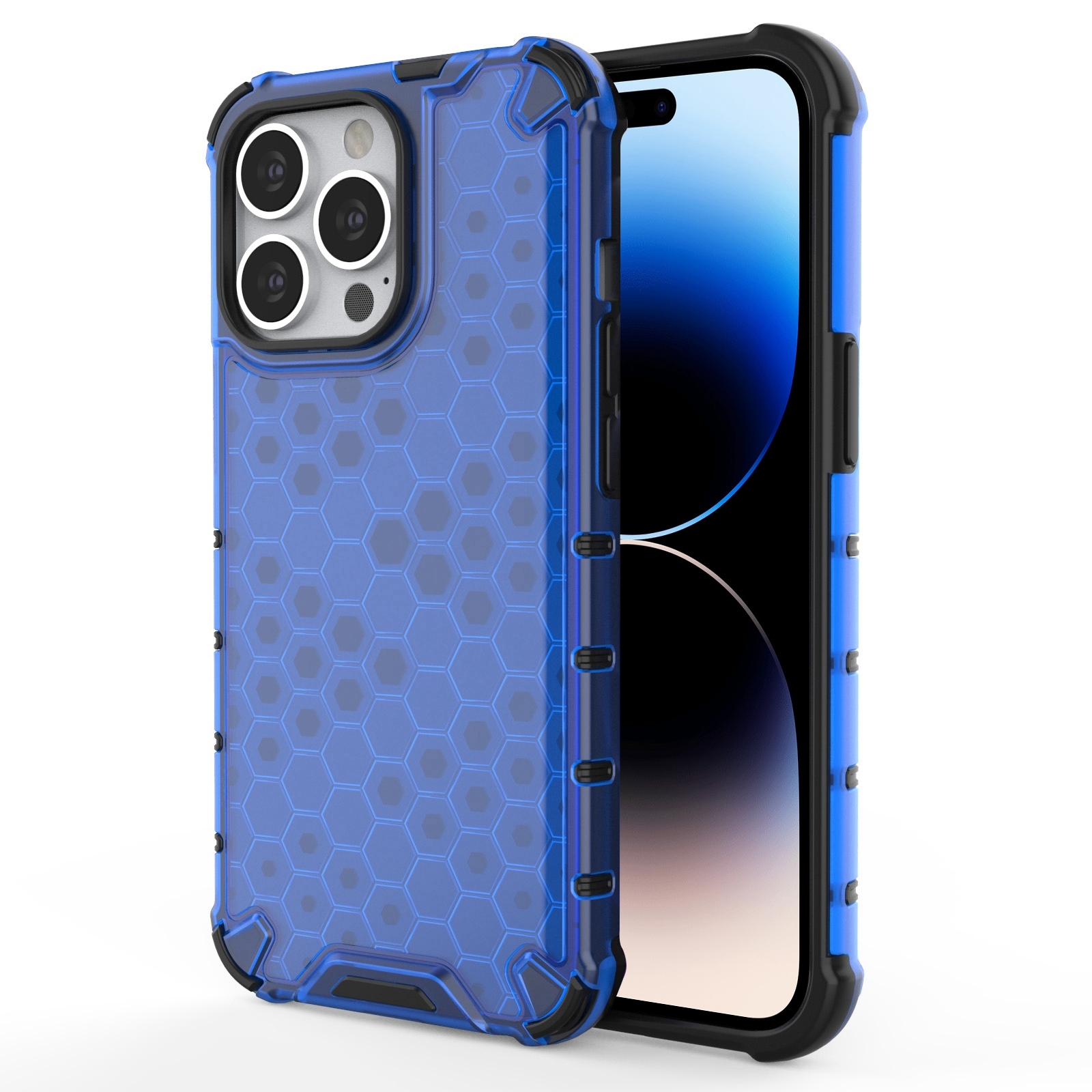 For iPhone 14 Pro Shockproof Honeycomb PC + TPU Phone Case (Blue) For iPhone 14 Pro Shockproof Honeycomb PC + TPU Phone Case (Blue)
