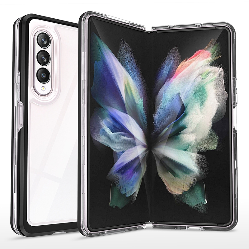 For Samsung Galaxy Z Fold4 Clear Acrylic+PC+TPU Shockproof Phone Case(Black) For Samsung Galaxy Z Fold4 Clear Acrylic+PC+TPU Shockproof Phone Case(Black)