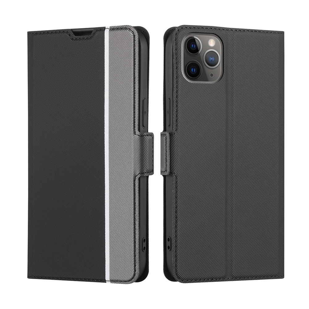 For iPhone 11 Pro Twill Texture Side Button Leather Phone Case (Black) For iPhone 11 Pro Twill Texture Side Button Leather Phone Case (Black)