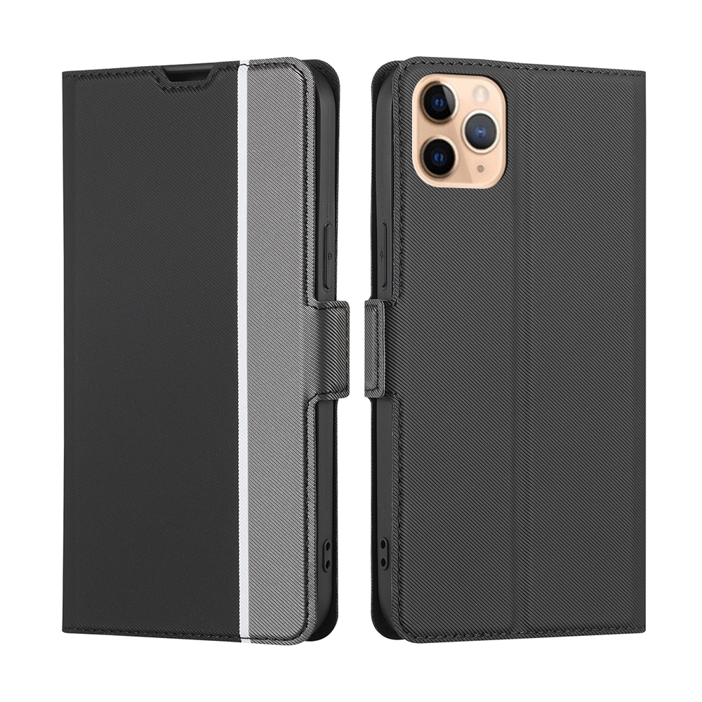 For iPhone 11 Pro Max Twill Texture Side Button Leather Phone Case (Black) For iPhone 11 Pro Max Twill Texture Side Button Leather Phone Case (Black)