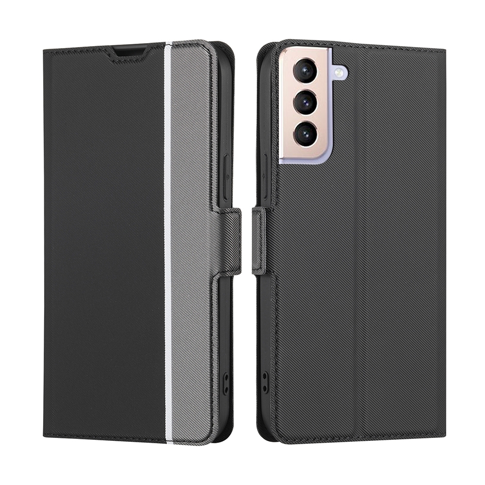 For Samsung Galaxy S21+ 5G Twill Texture Side Button Leather Phone Case(Black) For Samsung Galaxy S21+ 5G Twill Texture Side Button Leather Phone Case(Black)