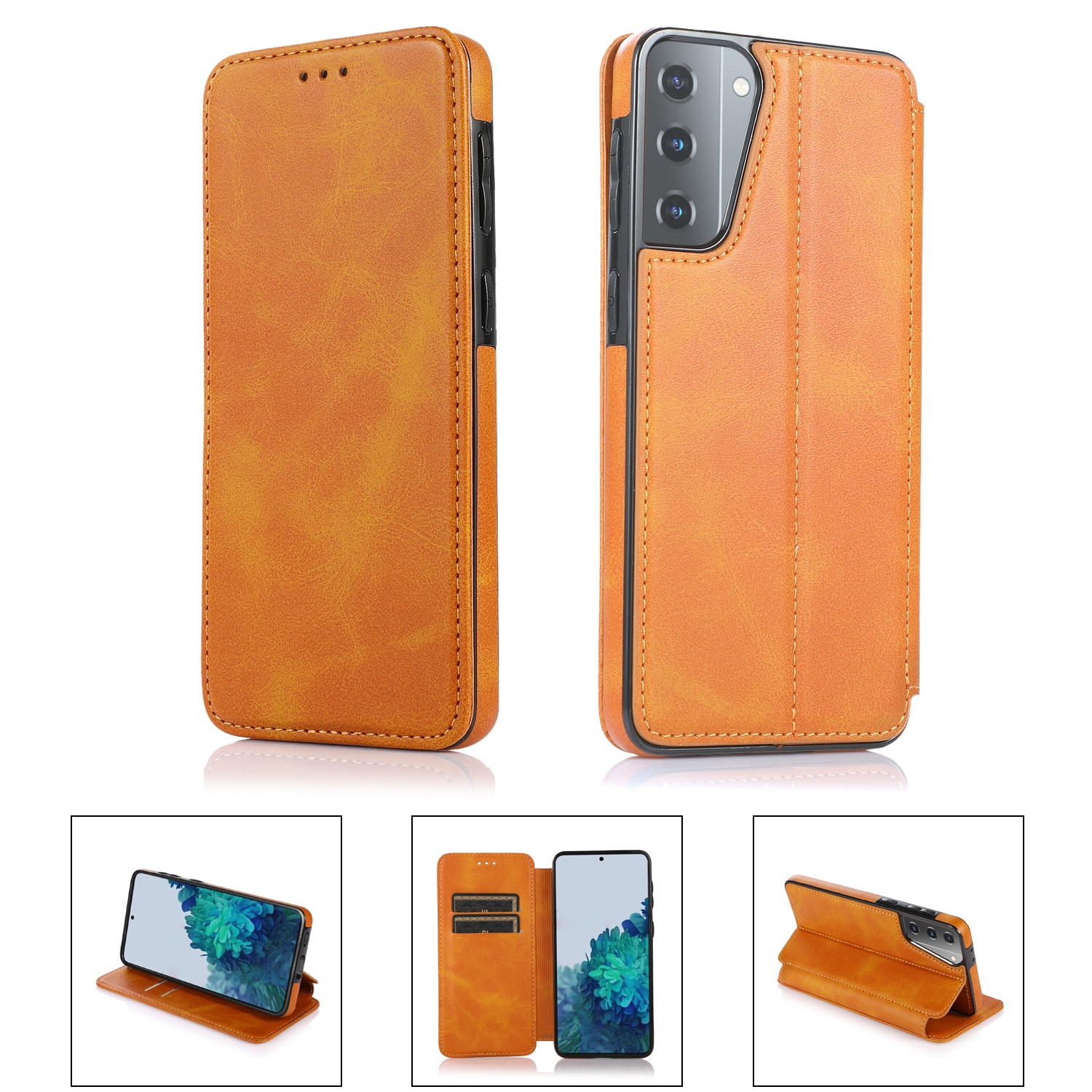 For Samsung Galaxy S21+ 5G Card Slots Flip Leather Phone Case(Khaki) For Samsung Galaxy S21+ 5G Card Slots Flip Leather Phone Case(Khaki)
