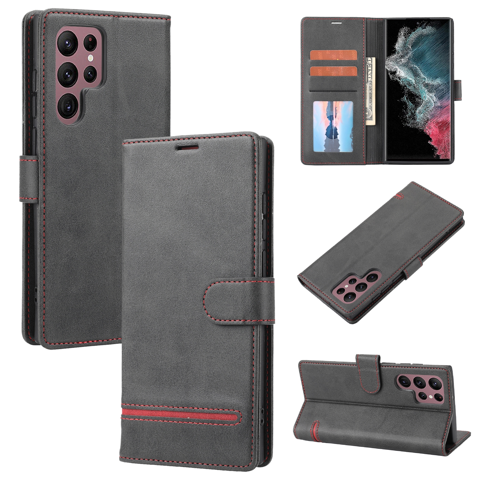 For Samsung Galaxy S22 Ultra 5G Classic Wallet Flip Leather Phone Case(Black) For Samsung Galaxy S22 Ultra 5G Classic Wallet Flip Leather Phone Case(Black)