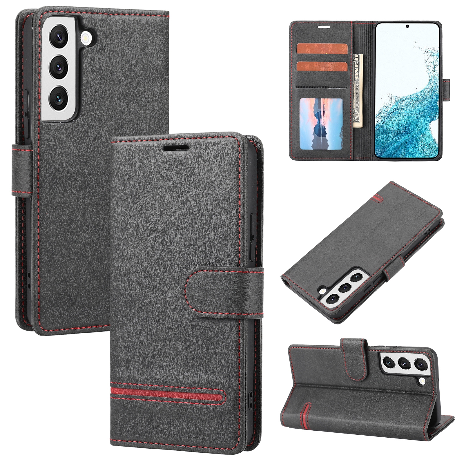 For Samsung Galaxy S22 5G Classic Wallet Flip Leather Phone Case(Black) For Samsung Galaxy S22 5G Classic Wallet Flip Leather Phone Case(Black)