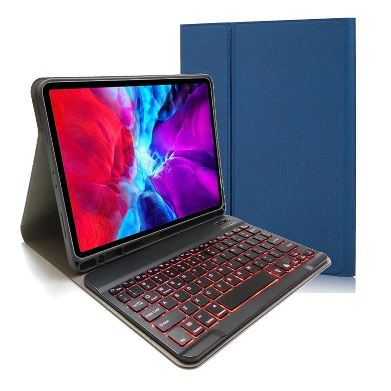 RK11D Backlight Cloth Texture Detachable Magnetic Bluetooth Keyboard Horizontal Flip Leather Tablet Case for iPad Pro 11 2020 / 2018 with Holder & Pen Slot(Blue) RK11D Backlight Cloth Texture Detachable Magnetic Bluetooth Keyboard Horizontal Flip Leather Tablet Case for iPad Pro 11 2020 / 2018 with Holder & Pen Slot(Blue)