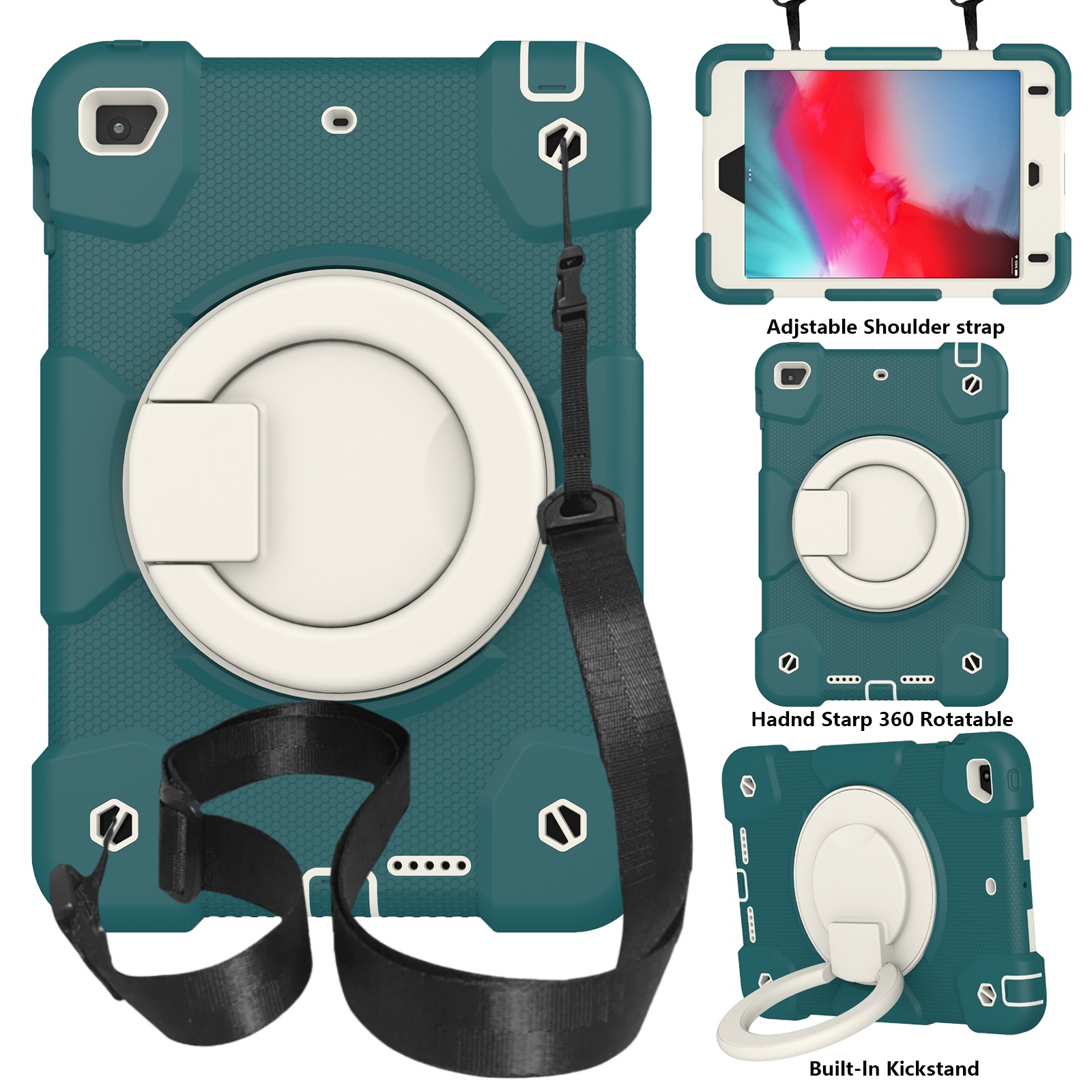 For iPad mini 4 2015/mini 2019 Silicone + PC Full Body Protection Tablet Case With Holder & Strap(Dark Green) For iPad mini 4 2015/mini 2019 Silicone + PC Full Body Protection Tablet Case With Holder & Strap(Dark Green)