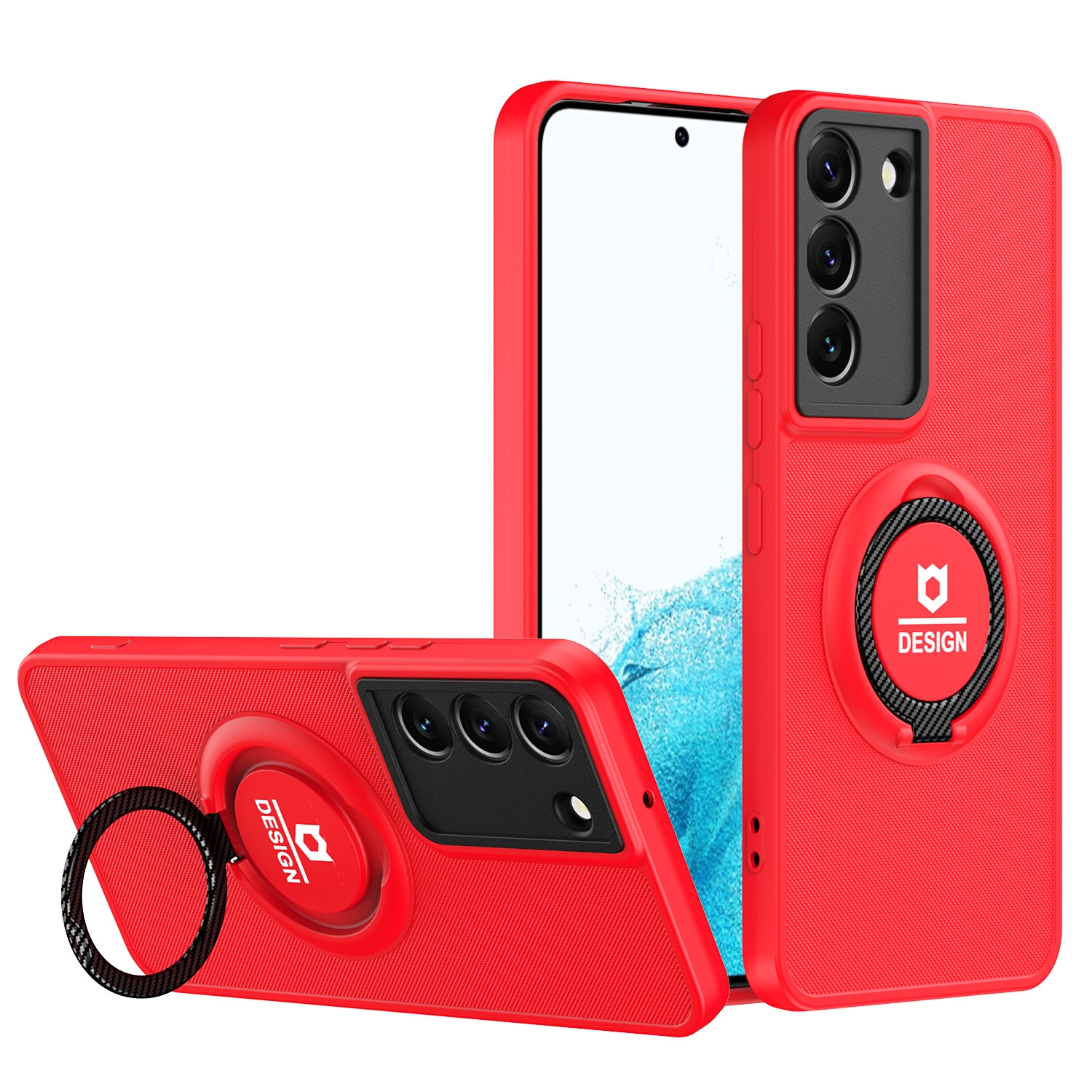 For Samsung Galaxy S22 5G Eagle Eye Ring Holder Phone Case(Red + Black) For Samsung Galaxy S22 5G Eagle Eye Ring Holder Phone Case(Red + Black)