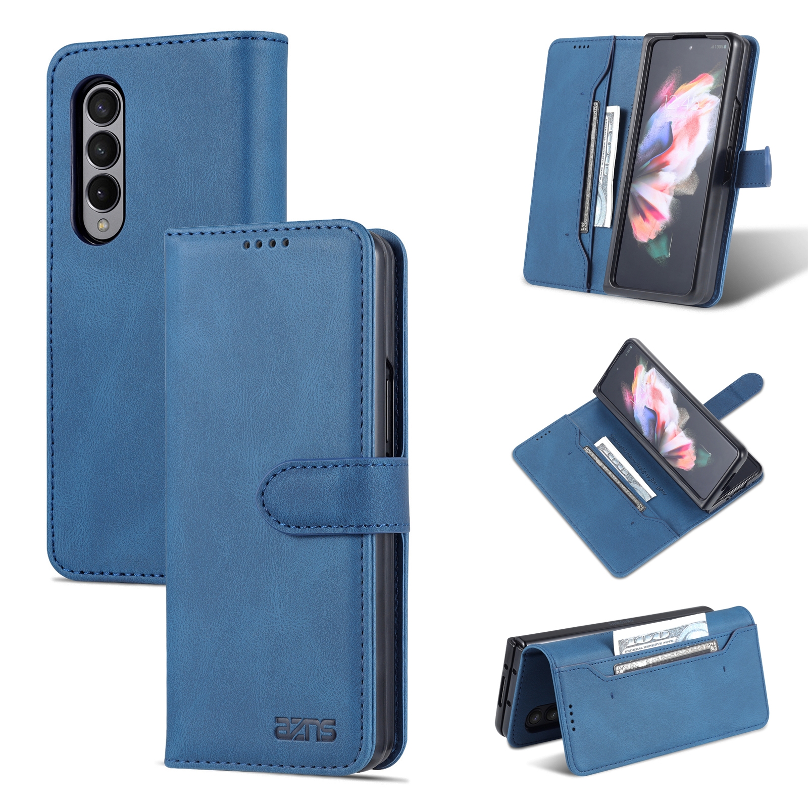 For Samsung Galaxy Z Fold4 AZNS Dream II Skin Feel PU+TPU Horizontal Flip PU Phone Case(Blue) For Samsung Galaxy Z Fold4 AZNS Dream II Skin Feel PU+TPU Horizontal Flip PU Phone Case(Blue)