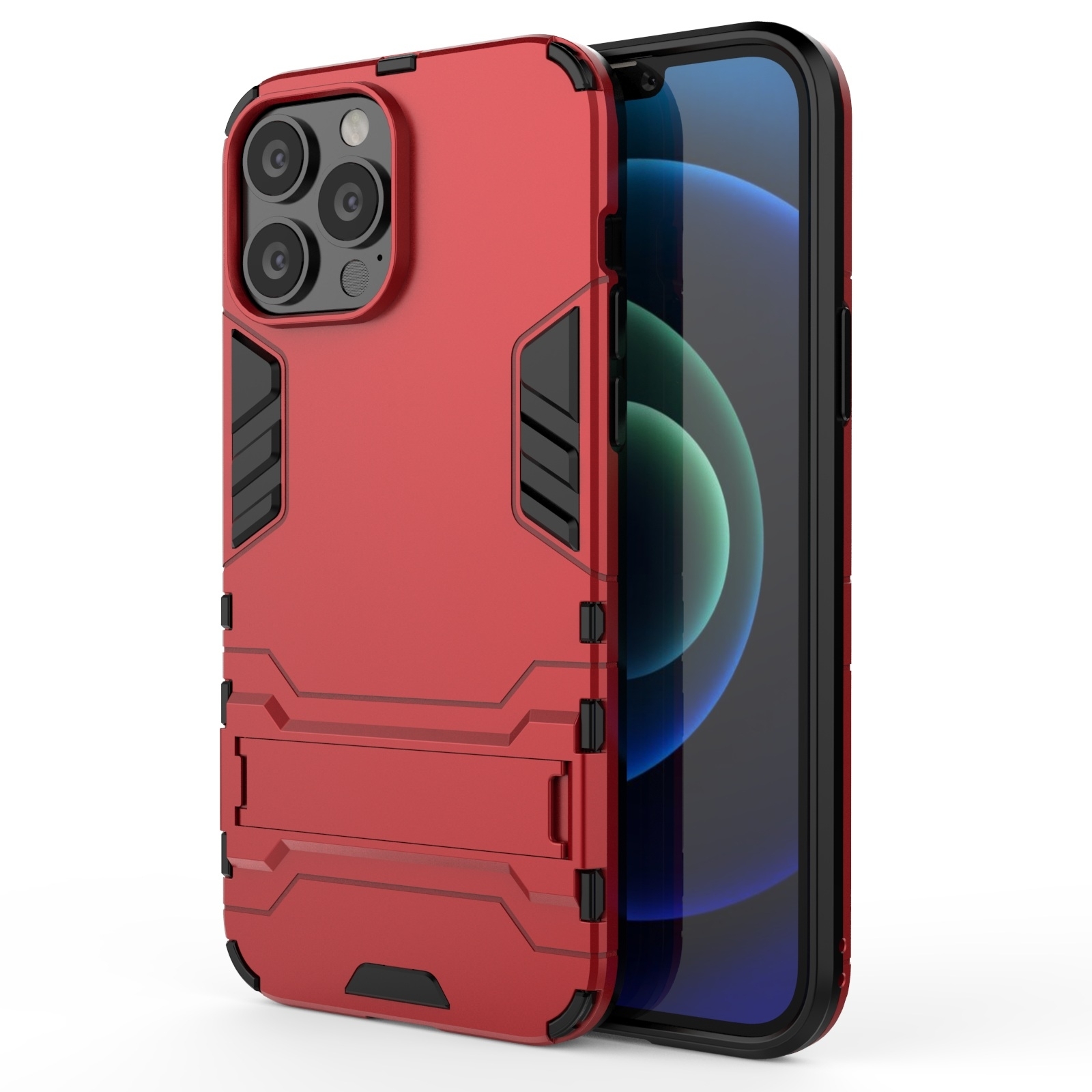 For iPhone 14 PC + TPU Invisible Holder Phone Case (Red) For iPhone 14 PC + TPU Invisible Holder Phone Case (Red)