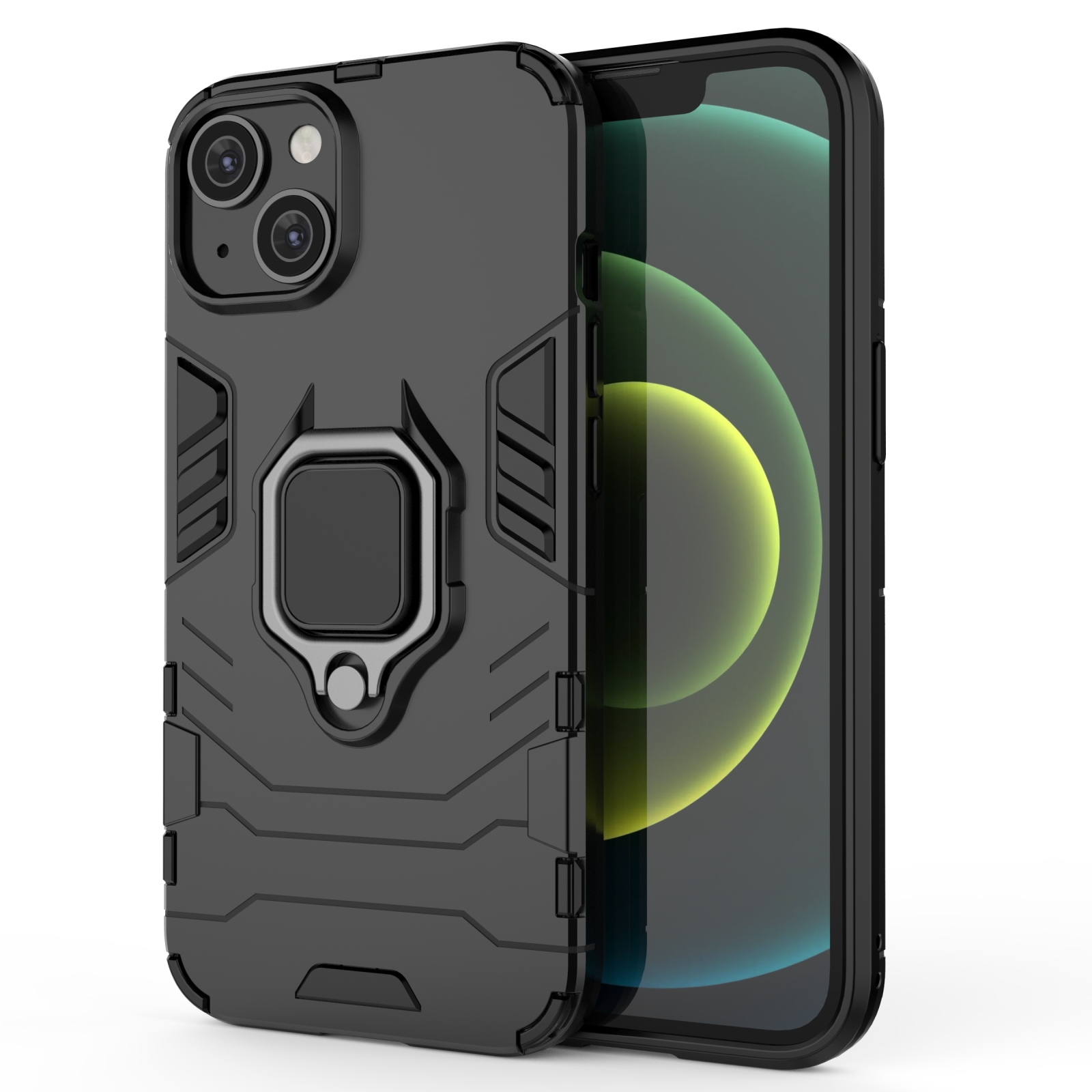 For iPhone 14 PC + TPU Magnetic Ring Holder Phone Case (Black) For iPhone 14 PC + TPU Magnetic Ring Holder Phone Case (Black)