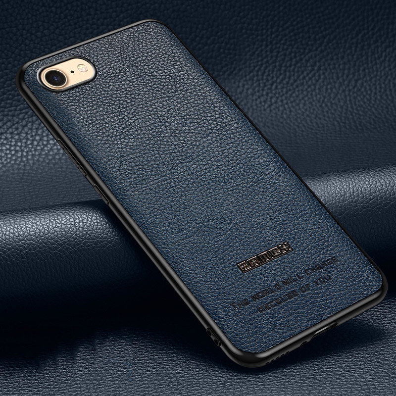 For iPhone SE 2022 / SE 2020 / 8 / 7 Pasted Leather Litchi Texture TPU Phone Case(Royal Blue) For iPhone SE 2022 / SE 2020 / 8 / 7 Pasted Leather Litchi Texture TPU Phone Case(Royal Blue)