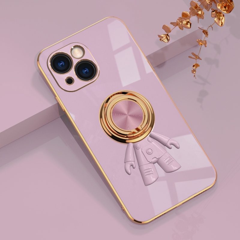 For iPhone 14 Plus 6D Plating Astronaut Ring Kickstand Phone Case (Light Purple) For iPhone 14 Plus 6D Plating Astronaut Ring Kickstand Phone Case (Light Purple)