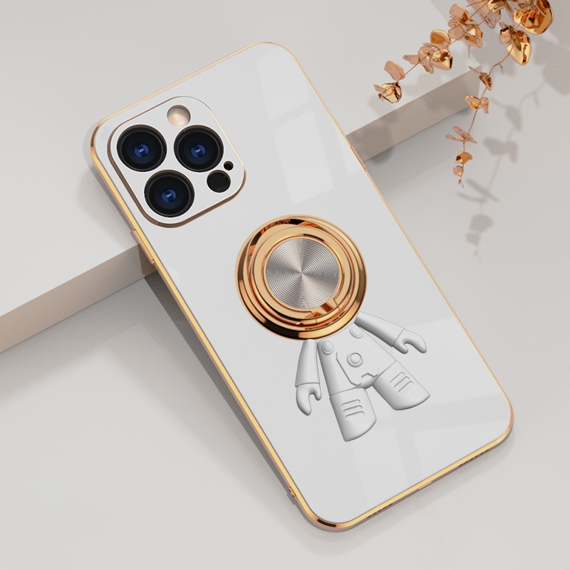 For iPhone 11 6D Plating Astronaut Ring Kickstand Phone Case (White) For iPhone 11 6D Plating Astronaut Ring Kickstand Phone Case (White)