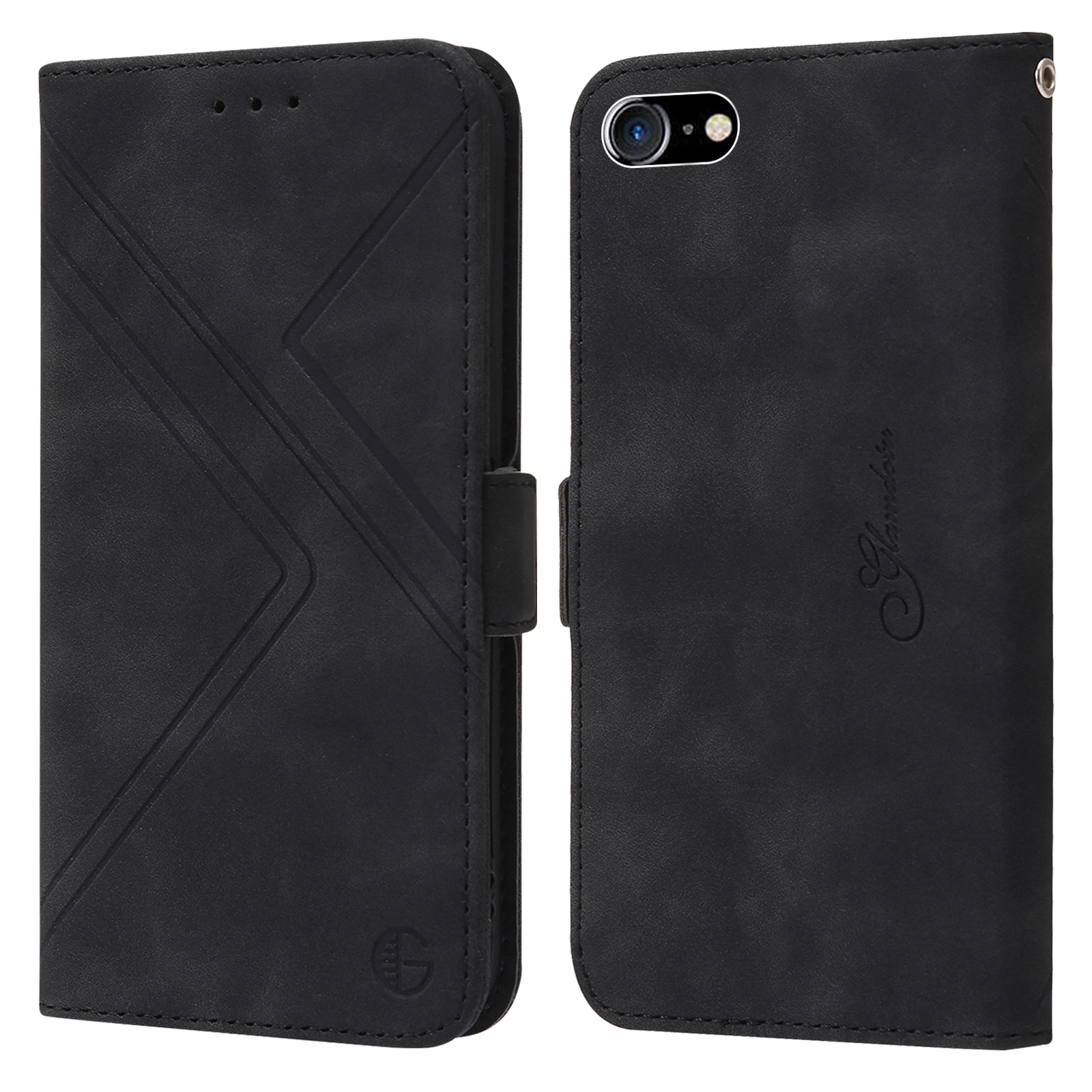 For iPhone SE 2022 / SE 2020 / 8 / 7 RFID Geometric Line Flip Leather Phone Case(Black) For iPhone SE 2022 / SE 2020 / 8 / 7 RFID Geometric Line Flip Leather Phone Case(Black)
