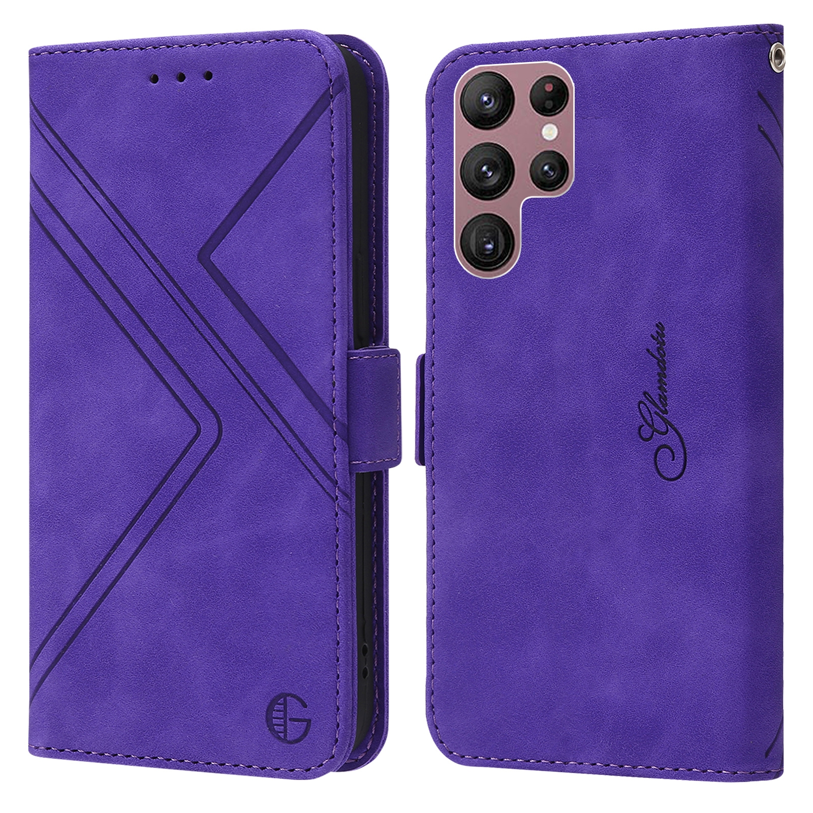 For Samsung Galaxy S22 Ultra 5G RFID Geometric Line Flip Leather Phone Case(Purple) For Samsung Galaxy S22 Ultra 5G RFID Geometric Line Flip Leather Phone Case(Purple)