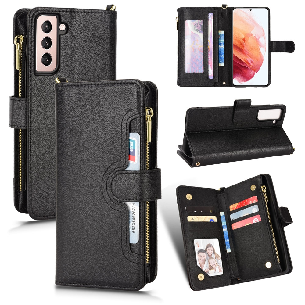 For Samsung Galaxy S22 5G Litchi Texture Zipper Leather Phone Case(Black) For Samsung Galaxy S22 5G Litchi Texture Zipper Leather Phone Case(Black)