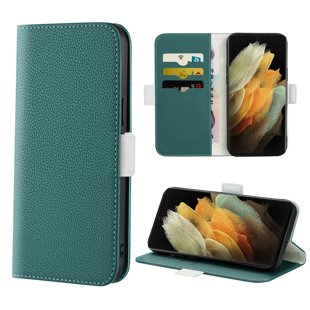 For Samsung Galaxy S21 Ultra 5G Candy Color Litchi Texture Leather Phone Case(Dark Green) For Samsung Galaxy S21 Ultra 5G Candy Color Litchi Texture Leather Phone Case(Dark Green)