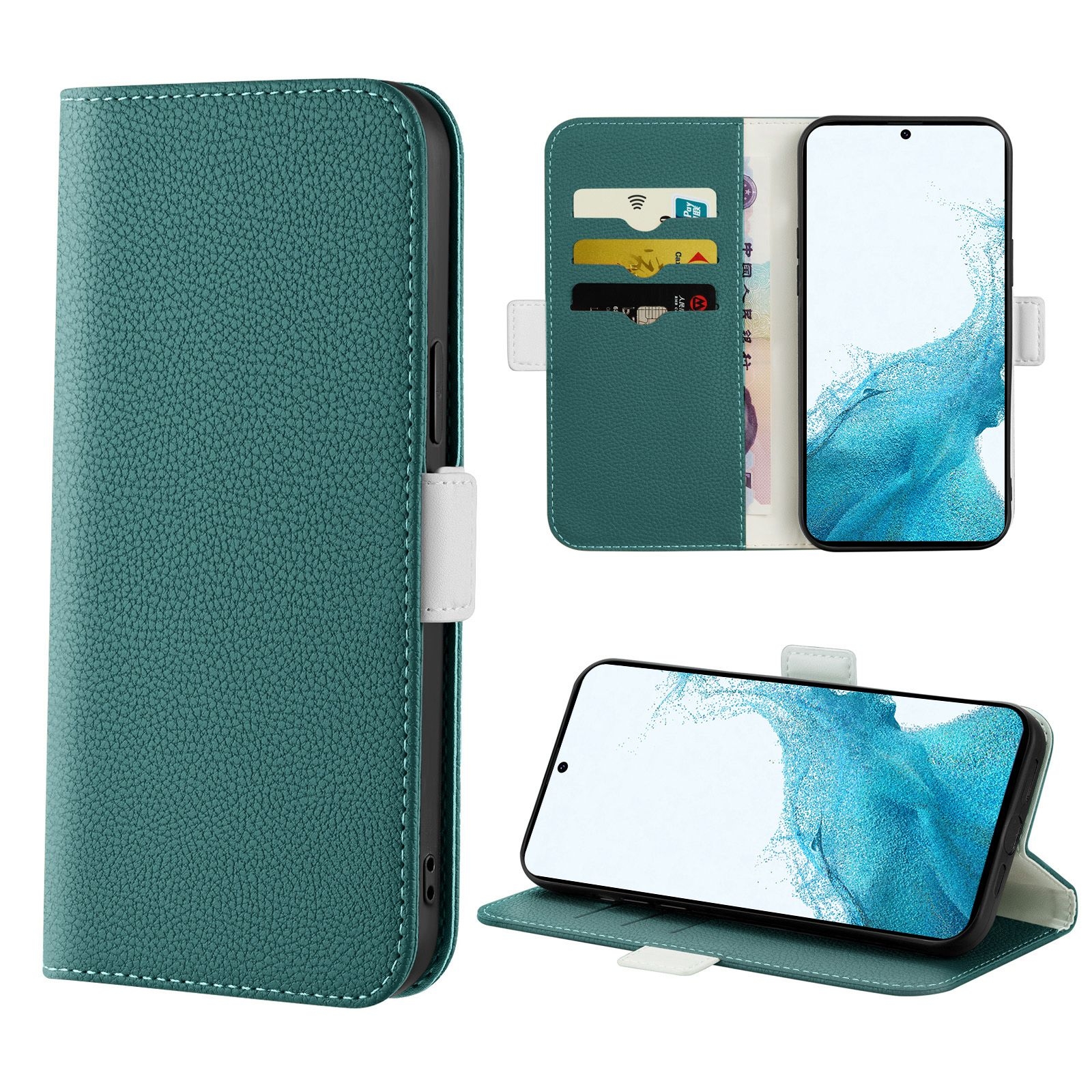 For Samsung Galaxy S22 5G Candy Color Litchi Texture Leather Phone Case(Dark Green) For Samsung Galaxy S22 5G Candy Color Litchi Texture Leather Phone Case(Dark Green)