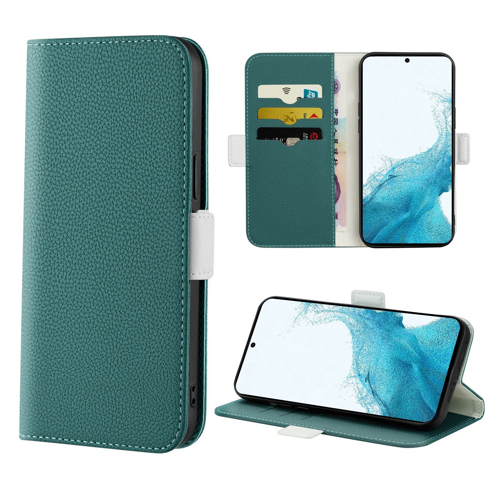 For Samsung Galaxy S22+ 5G Candy Color Litchi Texture Leather Phone Case(Dark Green) For Samsung Galaxy S22+ 5G Candy Color Litchi Texture Leather Phone Case(Dark Green)