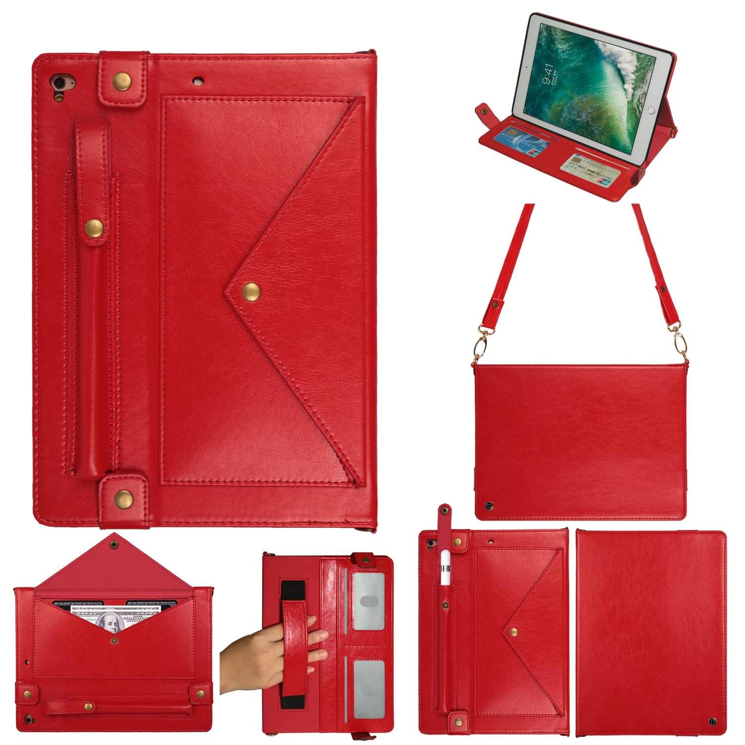 Envelope Solid Color Leather Tablet Case For iPad 9.7 2018 / 2017(Red) Envelope Solid Color Leather Tablet Case For iPad 9.7 2018 / 2017(Red)