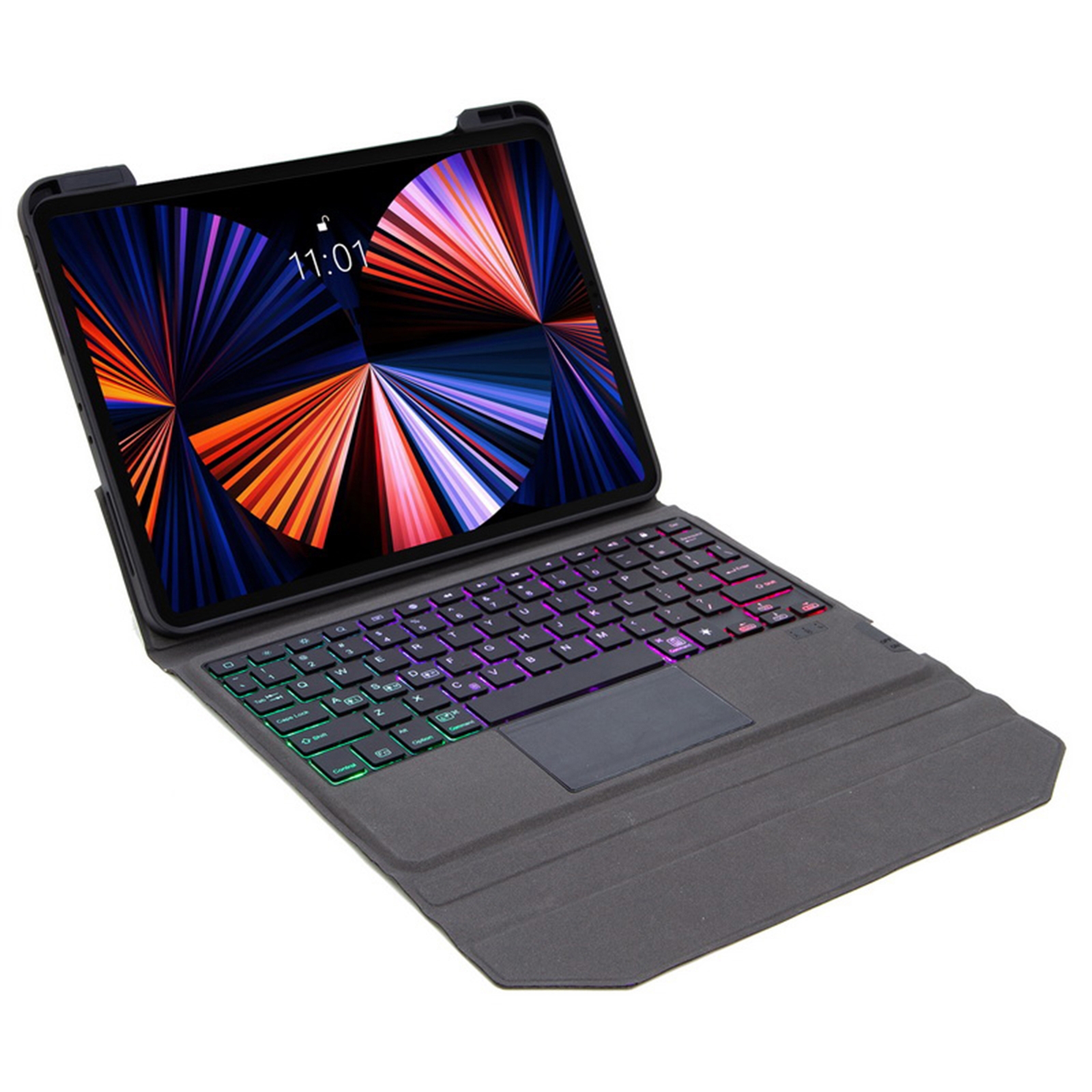 T01S Integrated Bluetooth Keyboard Leather Case with Backlight & Touchpad & Holder For iPad Air 5 / Air 4 10.9(Black)
