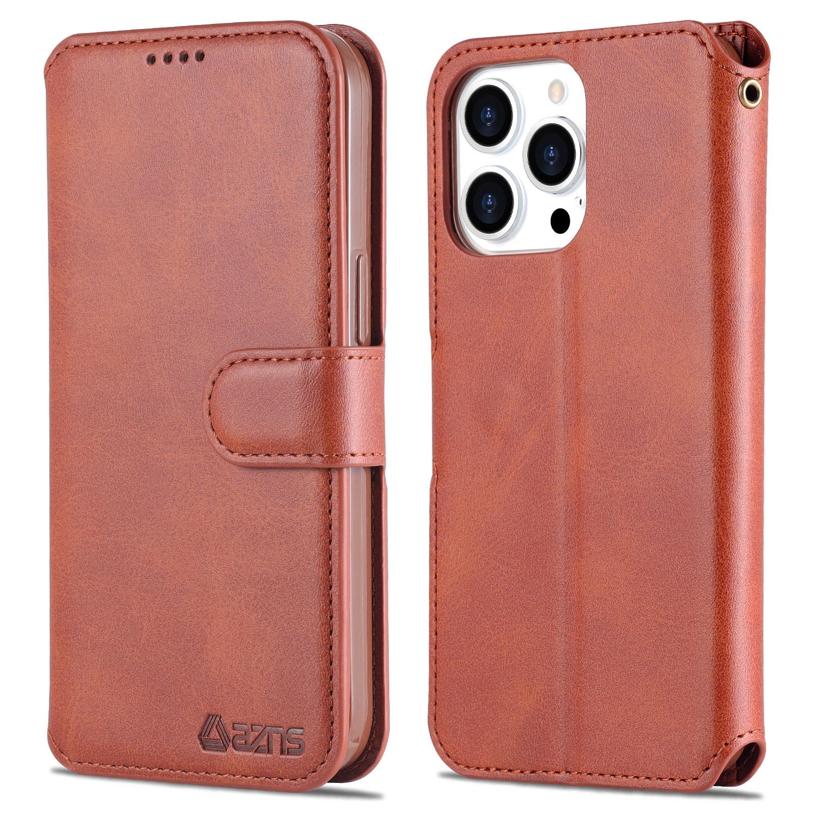 For iPhone 14 Pro AZNS Calf Texture Flip Leather Phone Case(Brown) For iPhone 14 Pro AZNS Calf Texture Flip Leather Phone Case(Brown)