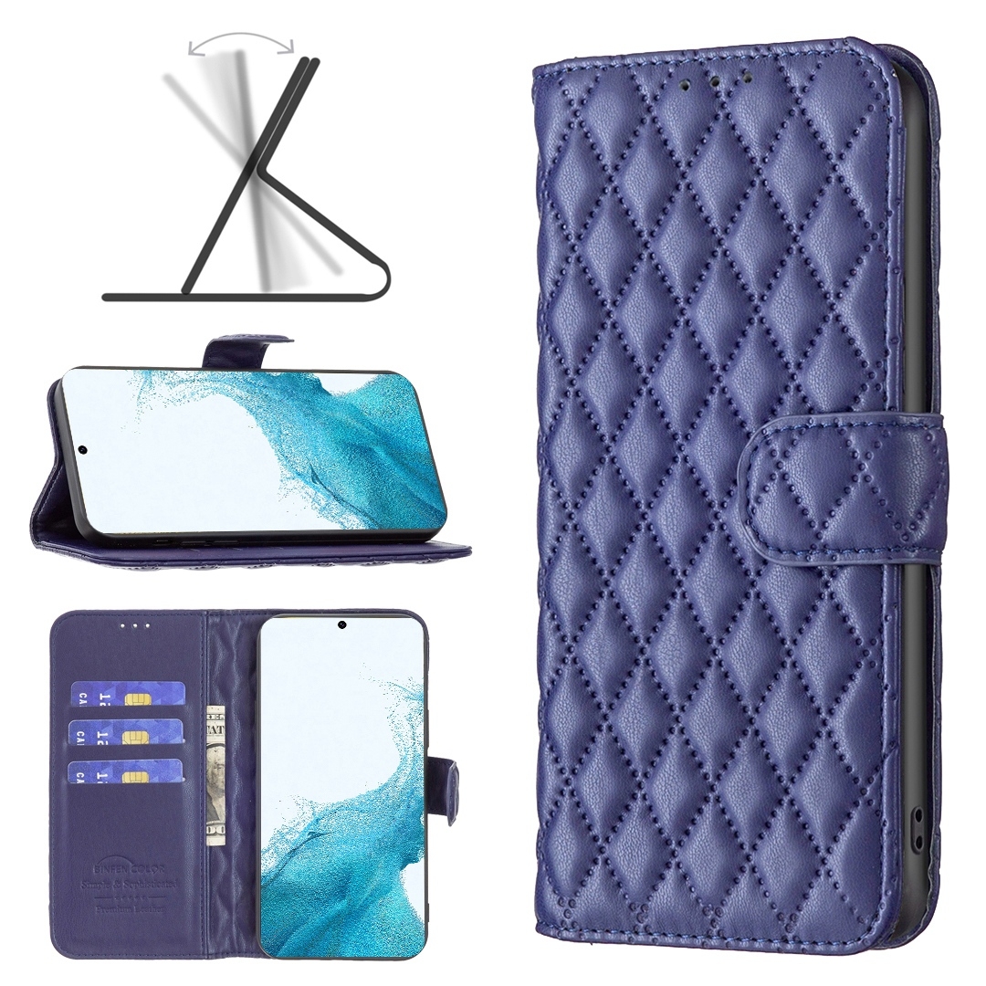 For Samsung Galaxy S22 5G Diamond Lattice Wallet Leather Flip Phone Case(Blue) For Samsung Galaxy S22 5G Diamond Lattice Wallet Leather Flip Phone Case(Blue)