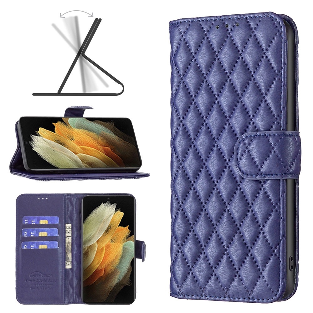 For Samsung Galaxy S21 Ultra 5G Diamond Lattice Wallet Leather Flip Phone Case(Blue) For Samsung Galaxy S21 Ultra 5G Diamond Lattice Wallet Leather Flip Phone Case(Blue)