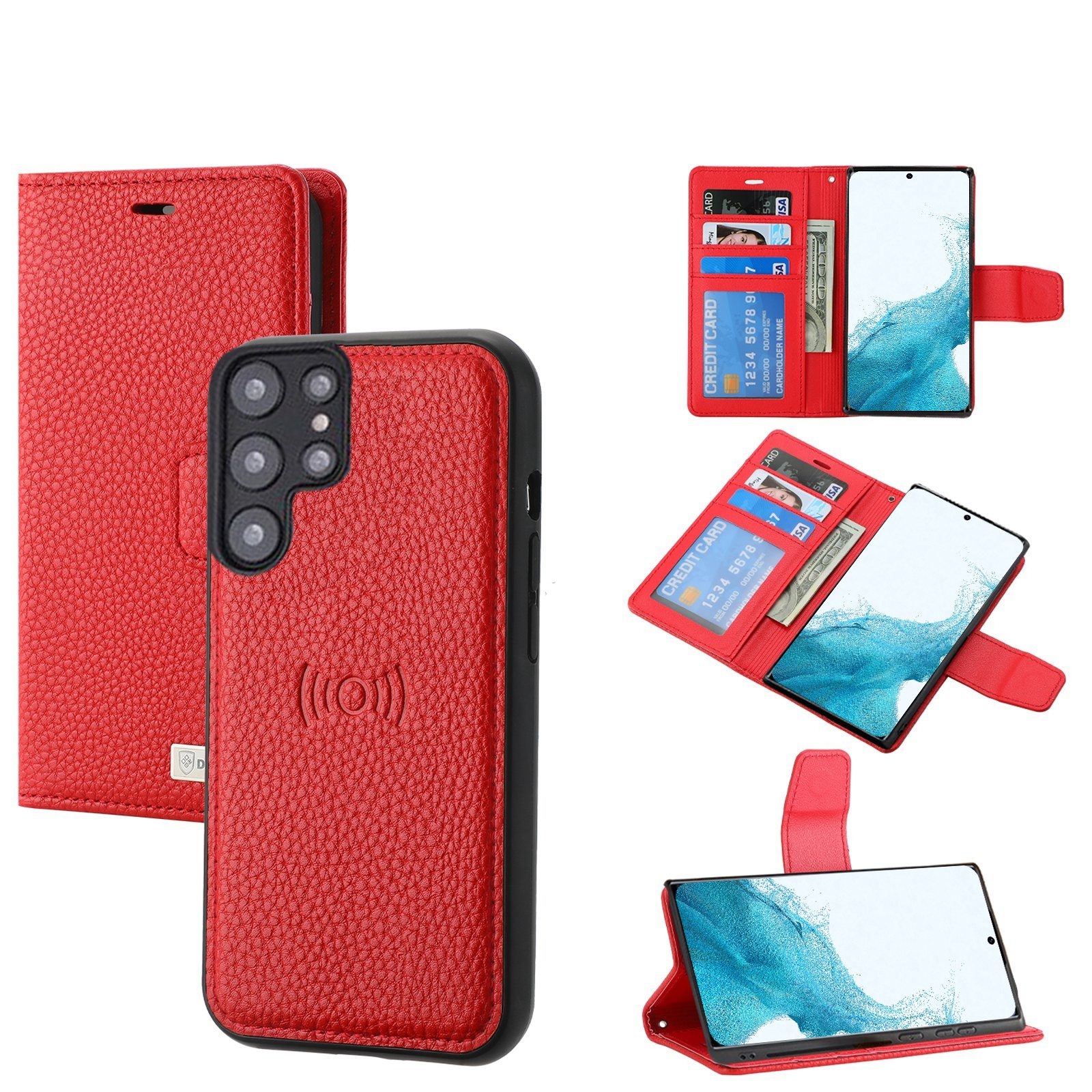 For Samsung Galaxy S22 5G Litchi Texture Magnetic Detachable Wallet Leather Phone Case(Red) For Samsung Galaxy S22 5G Litchi Texture Magnetic Detachable Wallet Leather Phone Case(Red)