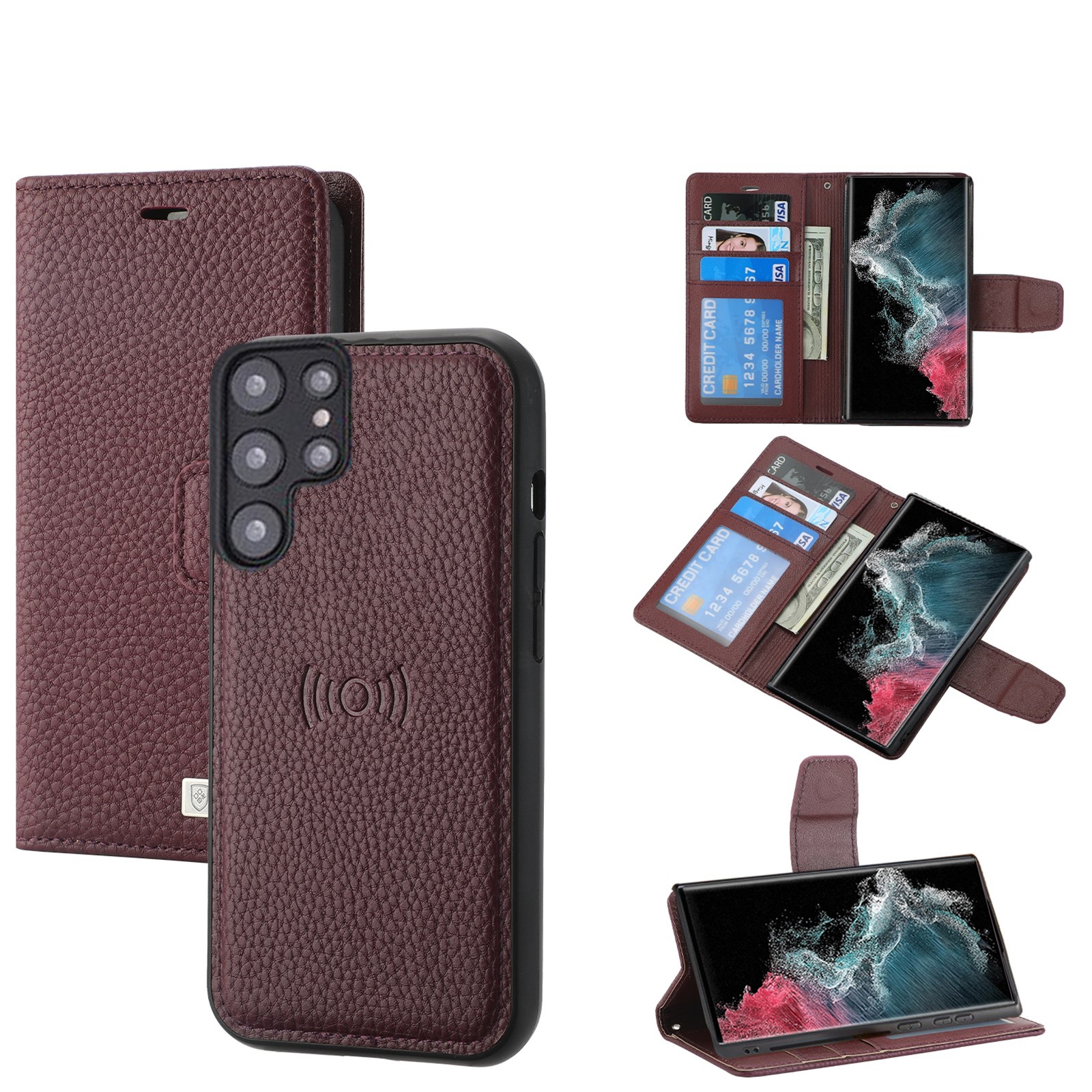 For Samsung Galaxy S22 Ultra 5G Litchi Texture Magnetic Detachable Wallet Leather Phone Case(Purple) For Samsung Galaxy S22 Ultra 5G Litchi Texture Magnetic Detachable Wallet Leather Phone Case(Purple)