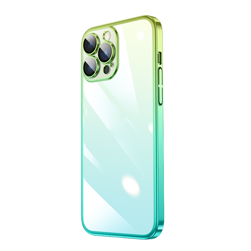 For iPhone 13 Pro Max Transparent Electroplated PC Gradient Phone Case (Cyan-blue Green) For iPhone 13 Pro Max Transparent Electroplated PC Gradient Phone Case (Cyan-blue Green)