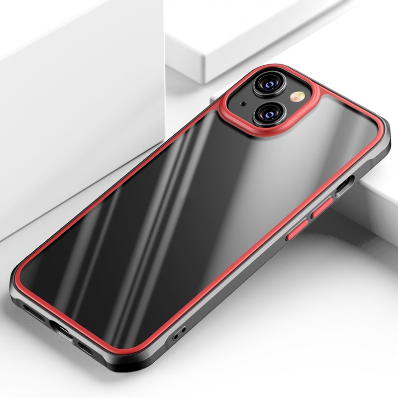 For iPhone 14 TPU + Clear PC Four-corner All-inclusive Phone Case (Red) For iPhone 14 TPU + Clear PC Four-corner All-inclusive Phone Case (Red)