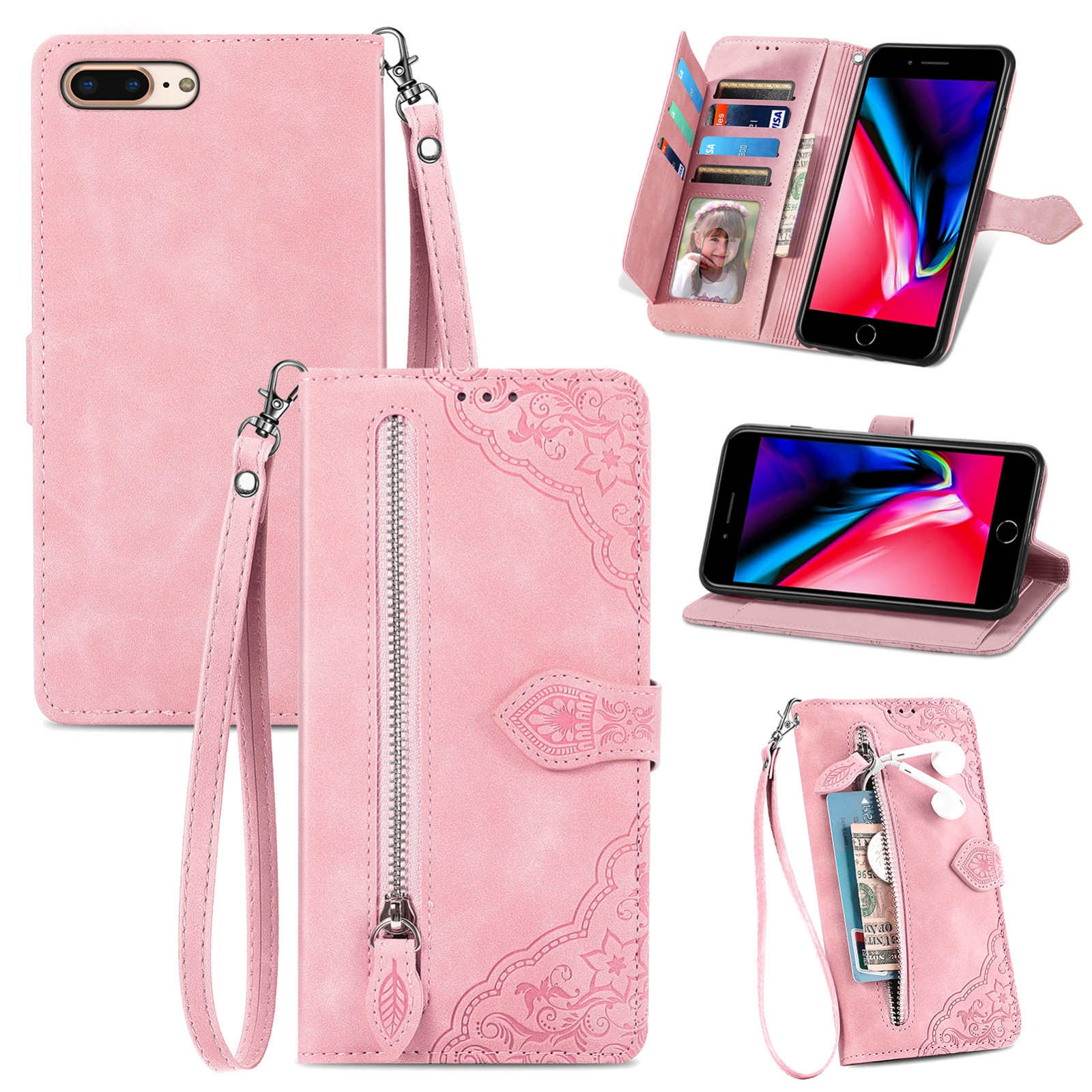 For iPhone SE 2022 / SE 2020 / 8 / 7 Embossed Flower Shockproof Leather Phone Case(Pink) For iPhone SE 2022 / SE 2020 / 8 / 7 Embossed Flower Shockproof Leather Phone Case(Pink)