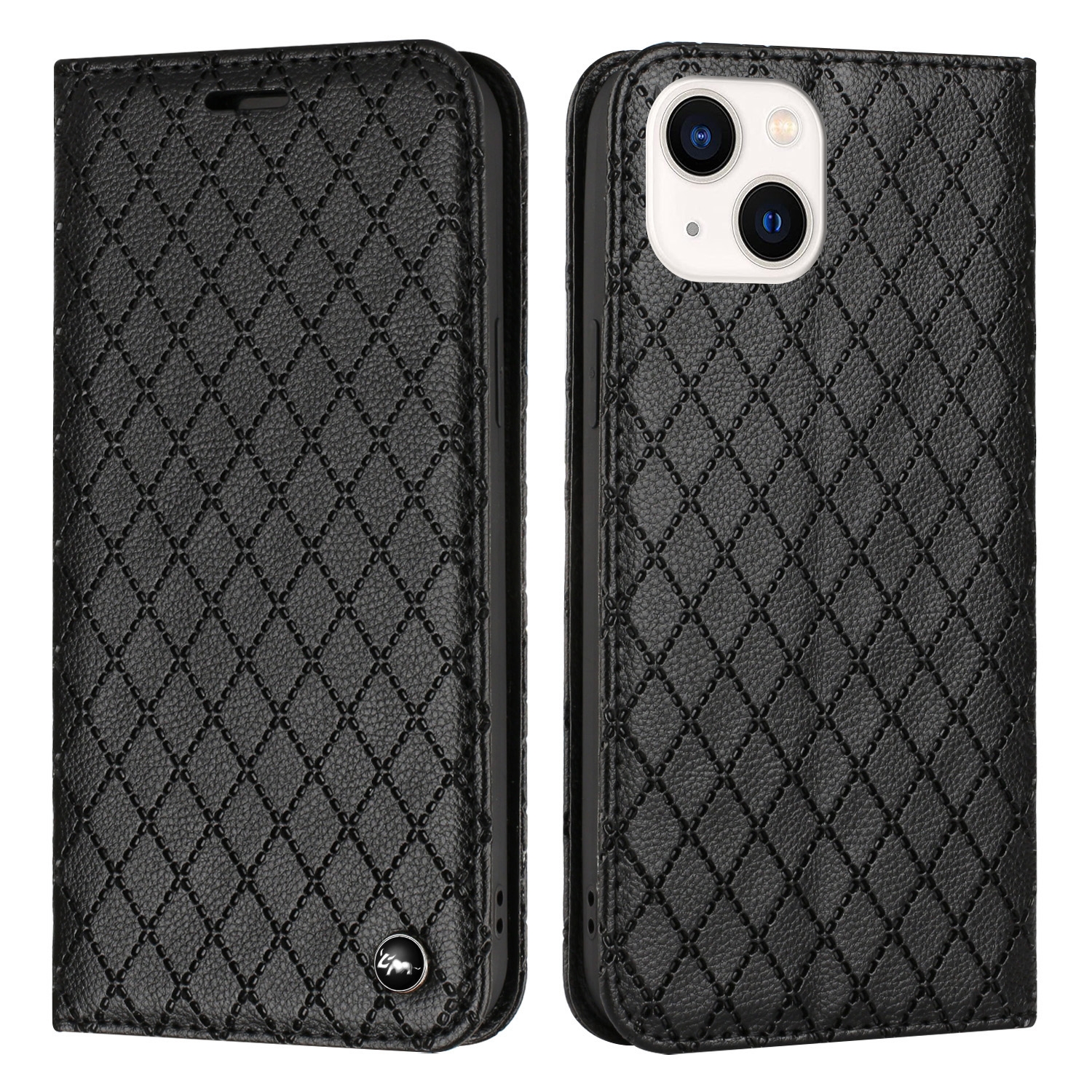 For iPhone 14 Plus S11 RFID Diamond Lattice Flip Leather Phone Case (Black) For iPhone 14 Plus S11 RFID Diamond Lattice Flip Leather Phone Case (Black)