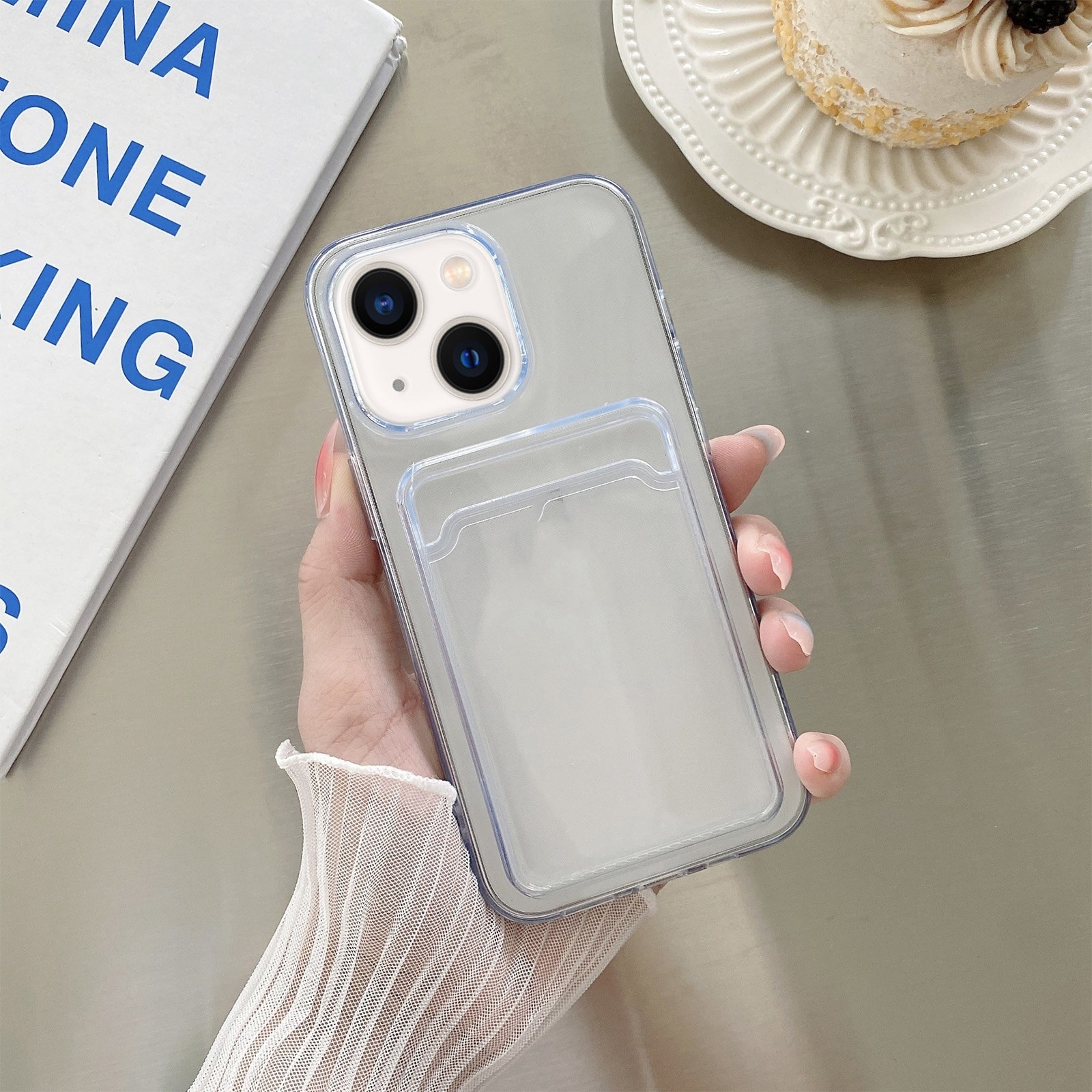 For iPhone 14 Plus Transparent Card Slot Shockproof TPU Phone Case For iPhone 14 Plus Transparent Card Slot Shockproof TPU Phone Case