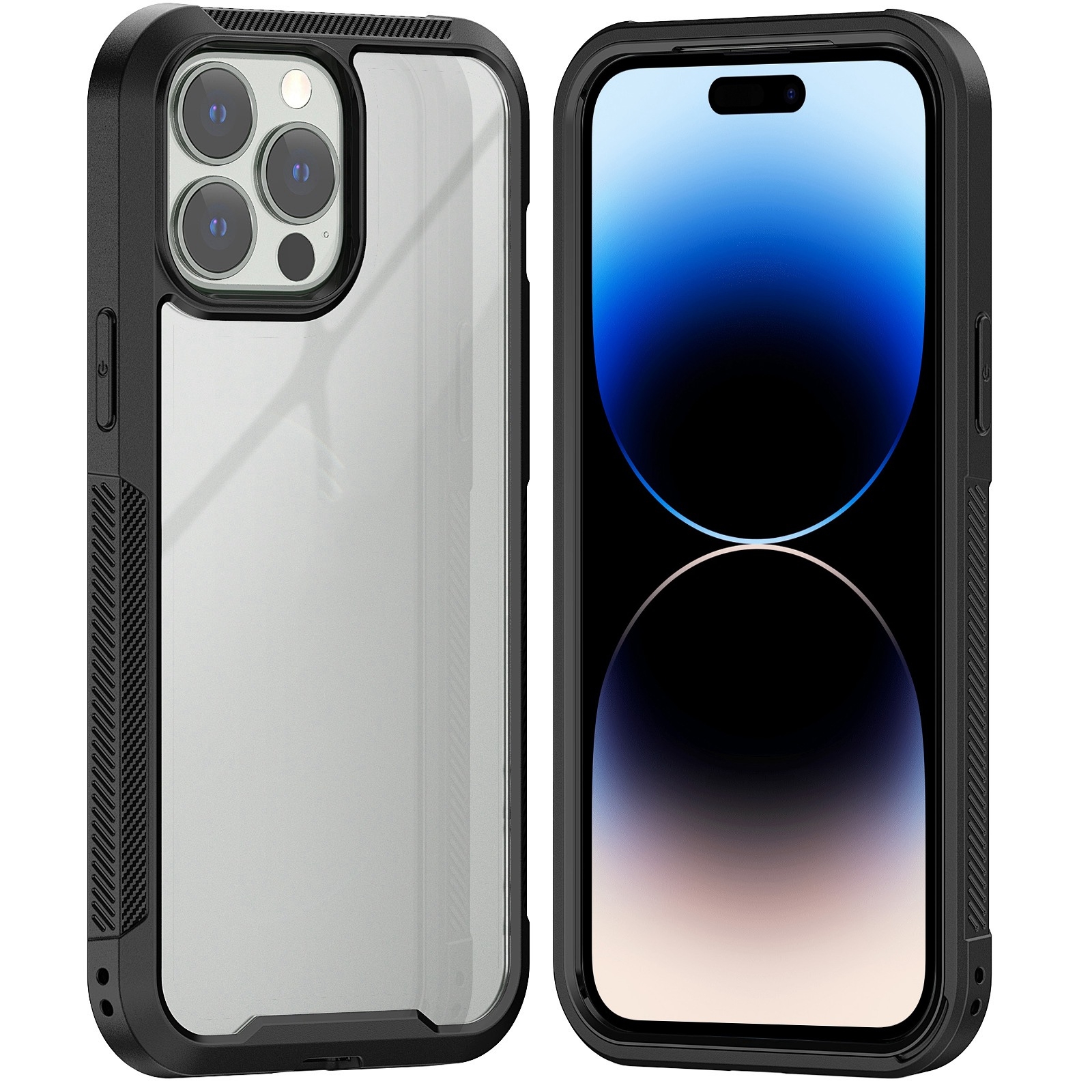 For iPhone 14 Pro Max 2 in 1 TPU + PC Full Coverage Phone Case (Black)