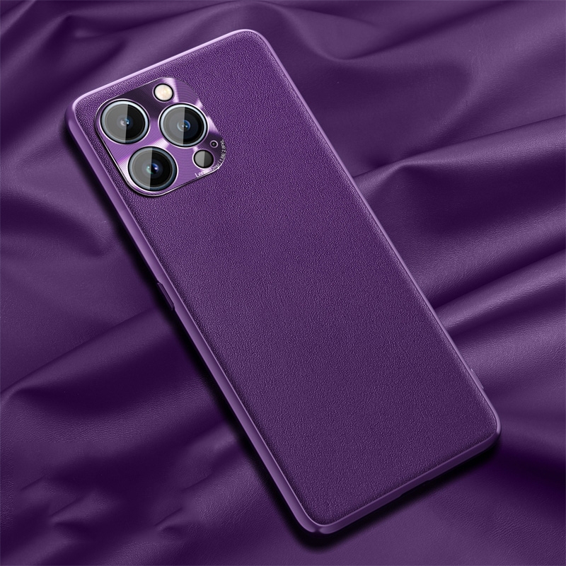 For iPhone 14 Pro Silicone Pure Skin Leather Phone Case(Purple) For iPhone 14 Pro Silicone Pure Skin Leather Phone Case(Purple)