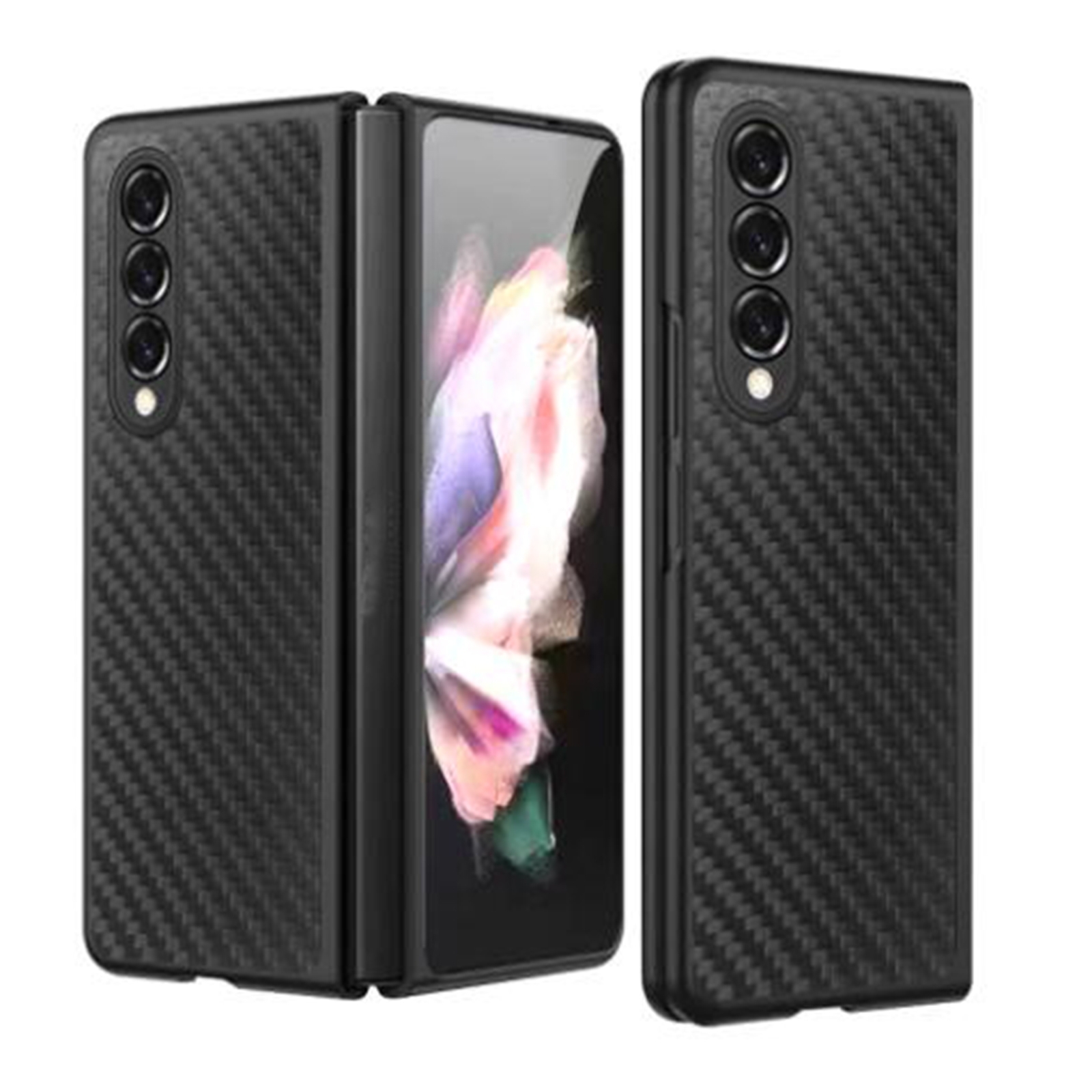For Samsung Galaxy Z Fold4 Carbon Fiber Texture Skin-friendly Feel Ultra-thin Folding Phone Case with Screen Protector(Black) For Samsung Galaxy Z Fold4 Carbon Fiber Texture Skin-friendly Feel Ultra-thin Folding Phone Case with Screen Protector(Black)