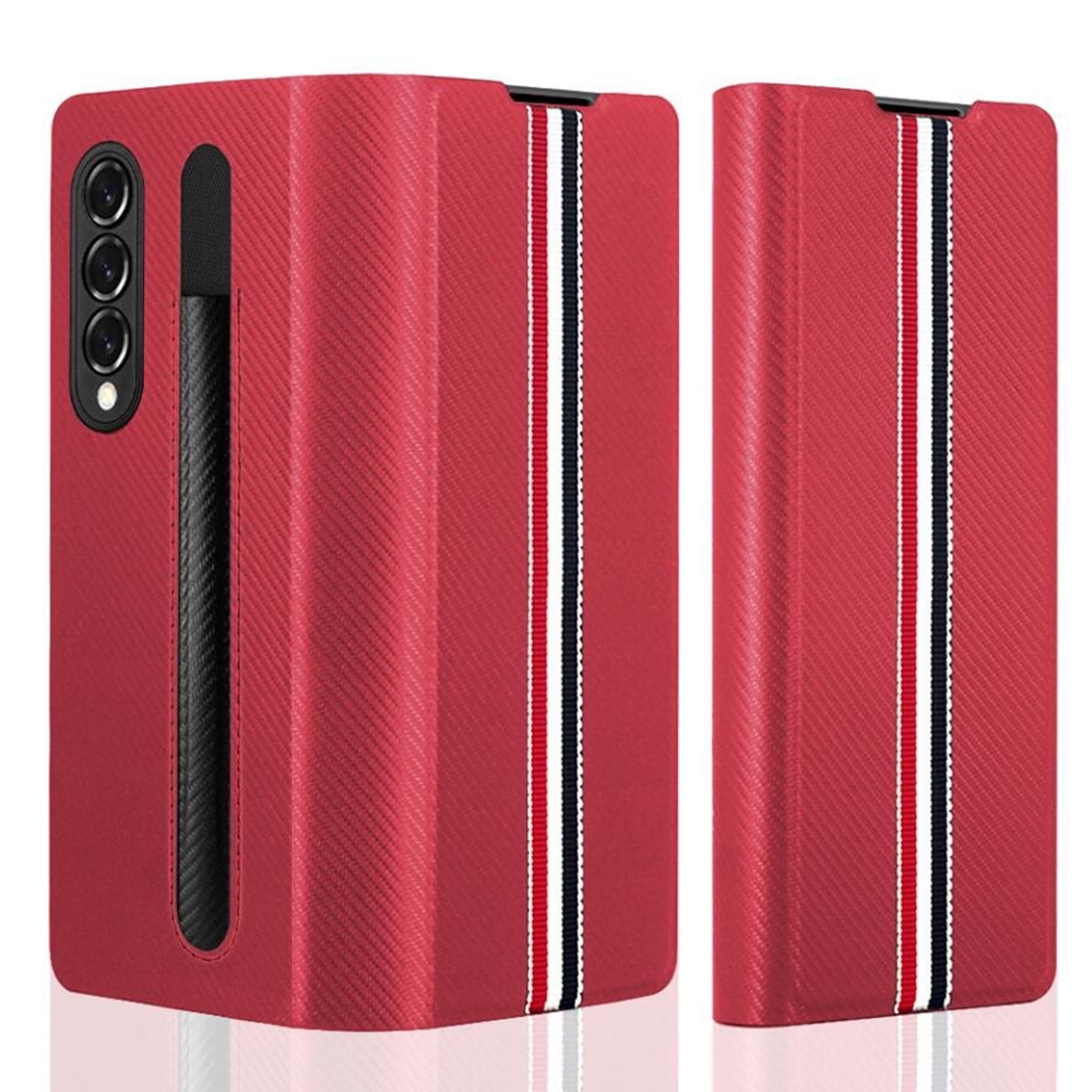 For Samsung Galaxy Z Fold4 Cross Texture Ultra-thin Folding Phone Case(Red) For Samsung Galaxy Z Fold4 Cross Texture Ultra-thin Folding Phone Case(Red)
