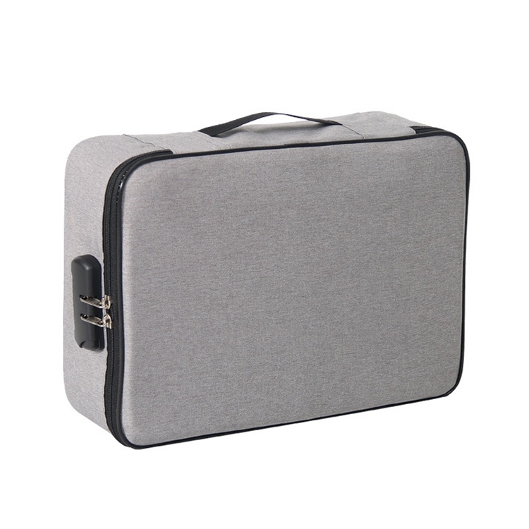 Large Capacity Multi-layers Foldable Fabric Document Storage Bag, Specification:Three Layers-Locked(Grey) Large Capacity Multi-layers Foldable Fabric Document Storage Bag, Specification:Three Layers-Locked(Grey)