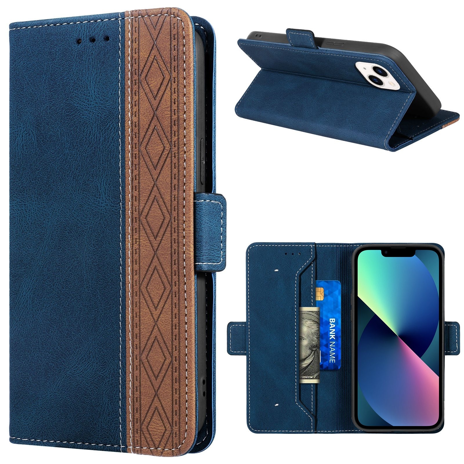 For iPhone 14 Stitching Magnetic RFID Leather Case (Royal Blue) For iPhone 14 Stitching Magnetic RFID Leather Case (Royal Blue)