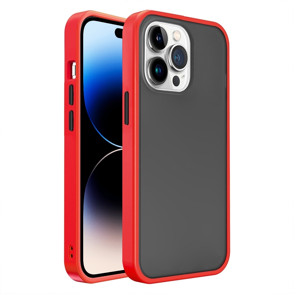 For iPhone 14 Pro Translucent Skin Feel Frosted Phone Case(Red+Black) For iPhone 14 Pro Translucent Skin Feel Frosted Phone Case(Red+Black)