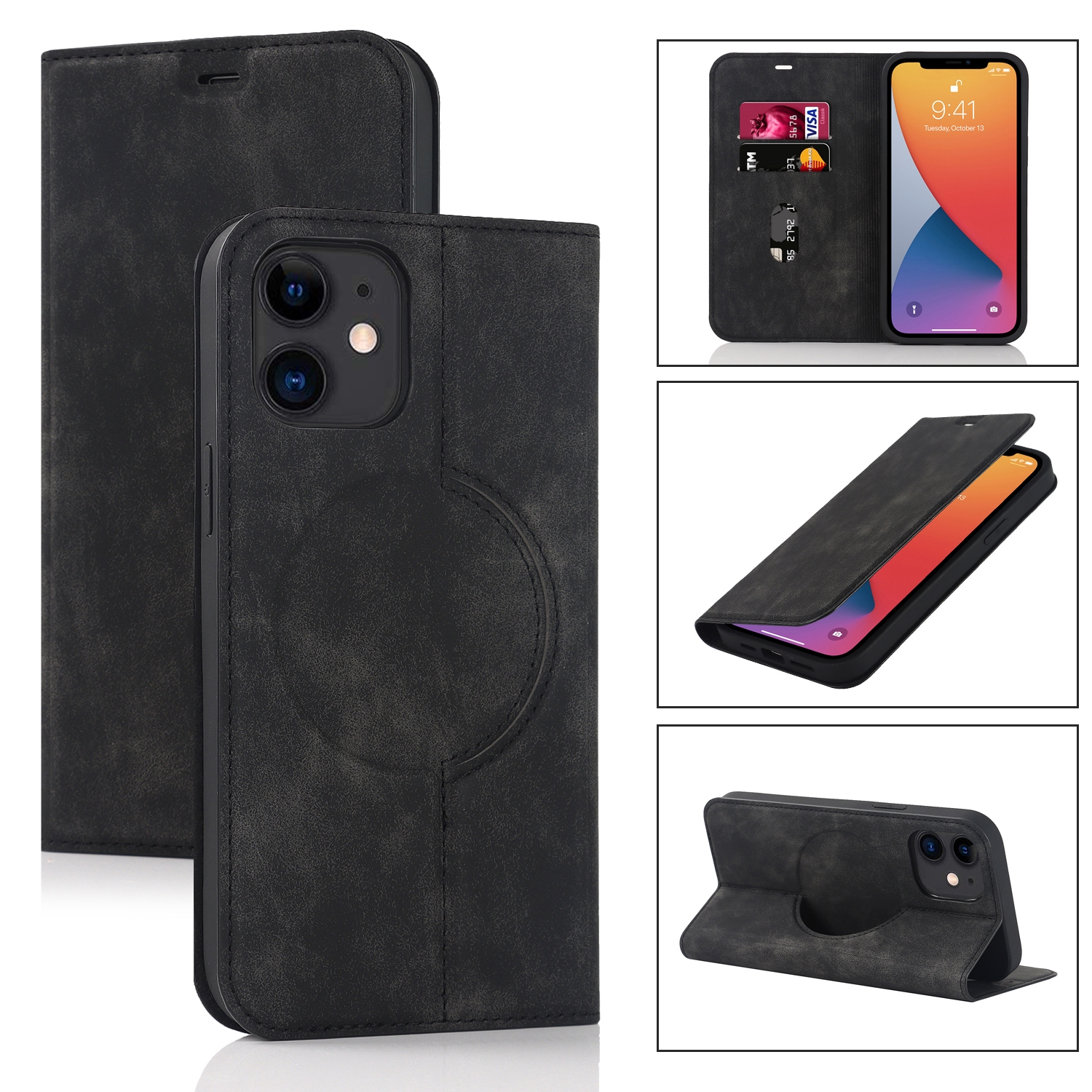 For iPhone 12 Wireless Charging Magsafe Leather Phone Case(Black) For iPhone 12 Wireless Charging Magsafe Leather Phone Case(Black)
