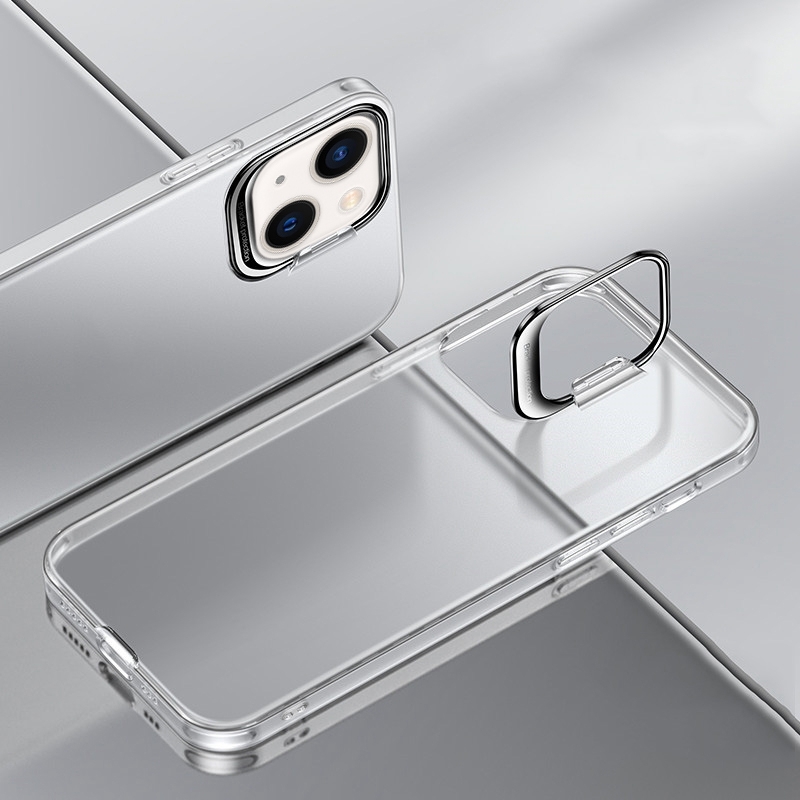 For iPhone 14 Metal Lens Cover Holder Phone Case (White) For iPhone 14 Metal Lens Cover Holder Phone Case (White)
