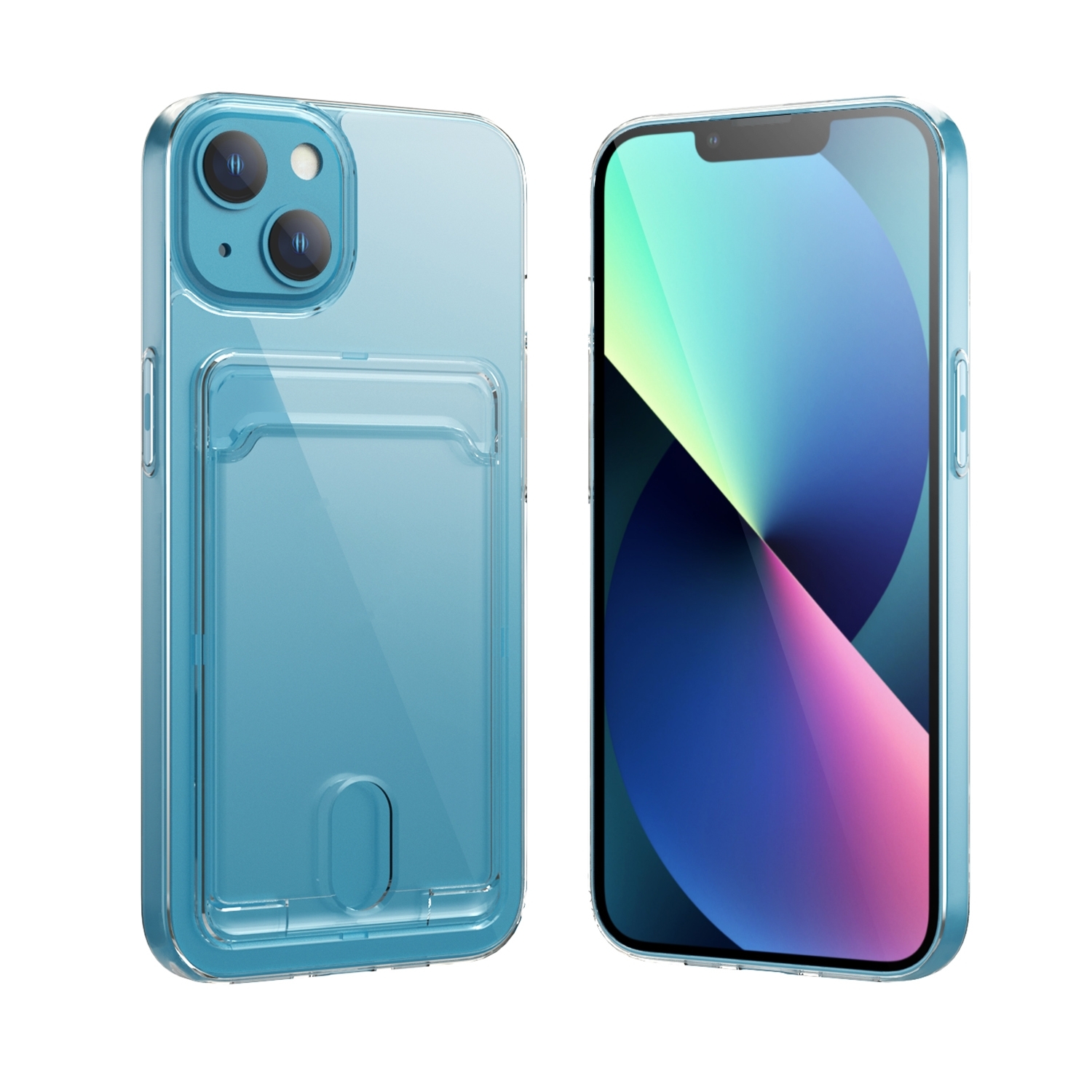 For iPhone 14 Plus Crystal Card Slot PC + TPU Phone Case (Transparent) For iPhone 14 Plus Crystal Card Slot PC + TPU Phone Case (Transparent)