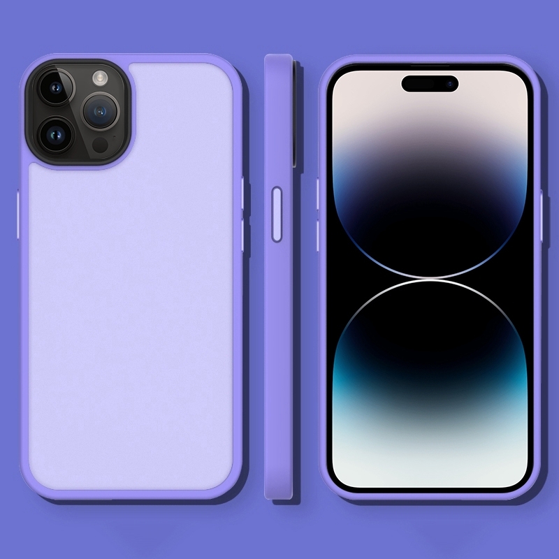 For iPhone 14 Pro Translucent Frosted Shockproof Phone Case(Light Purple) For iPhone 14 Pro Translucent Frosted Shockproof Phone Case(Light Purple)
