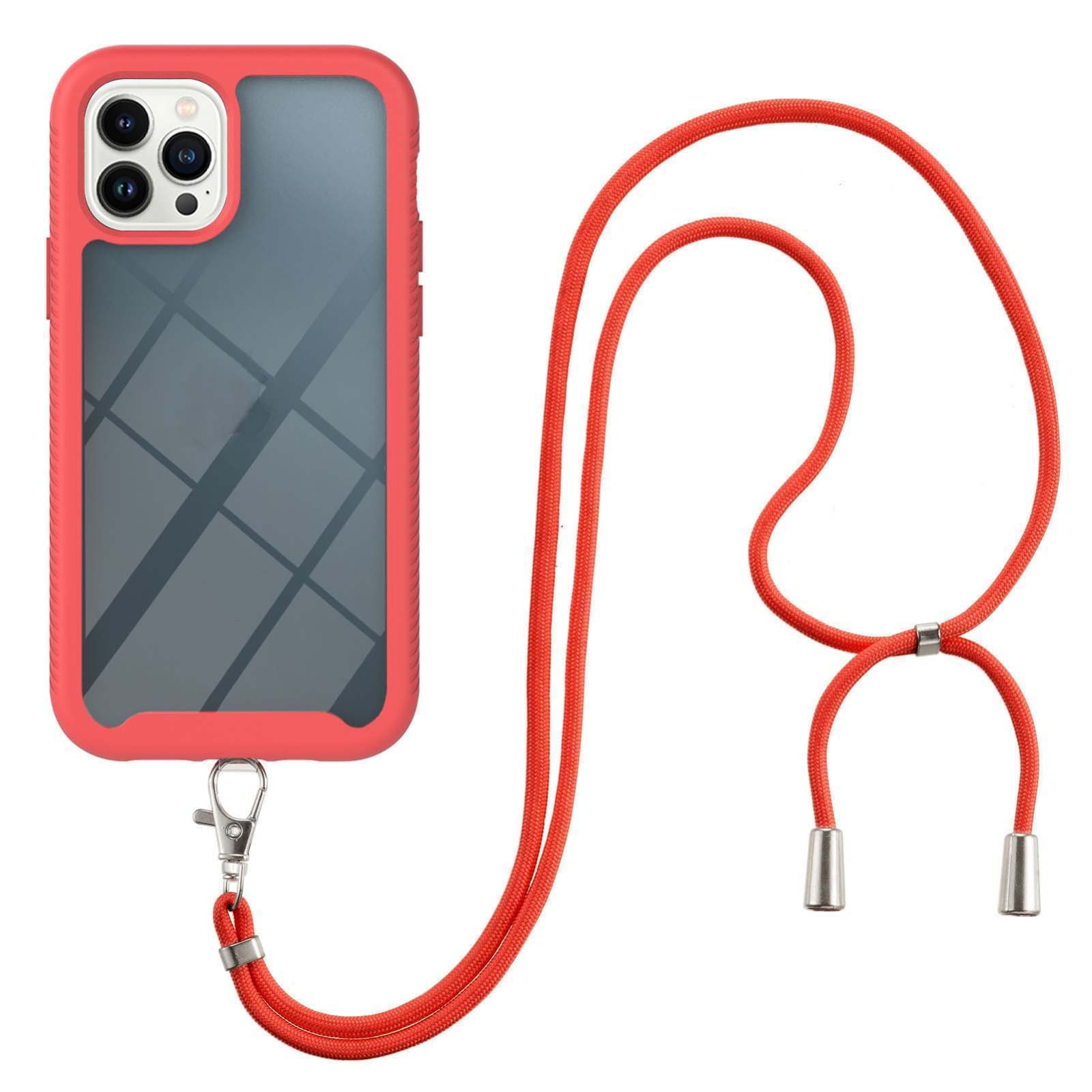 Starry Sky Solid Color Series Shockproof PC + TPU Phone Case with Neck Strap For iPhone 14 Pro Max(Red) Starry Sky Solid Color Series Shockproof PC + TPU Phone Case with Neck Strap For iPhone 14 Pro Max(Red)